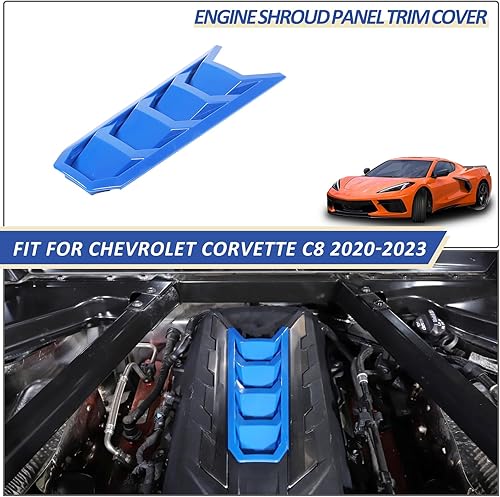Miniatura 5 de Cubierta de cubierta de motor compatible con Chevrolet Corvette C8 2020-2023, cubierta de panel de bahía de motor de plástico ABS (azul)