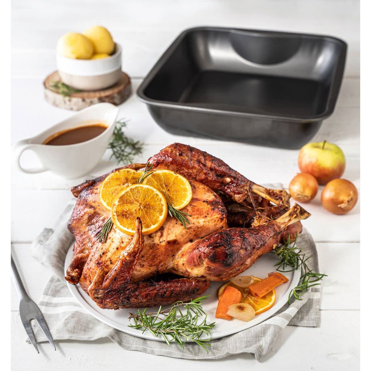 Zenker XXL-Brat- und Auslaufform (40 x 8 x 34 cm) SPECIAL COOKING, rechteckige Ofenform mit Antihaftbebeschichtung, Backblech für krosse Braten & saftige Aufläufe (Farbe: Schwarz), Menge: 1 Stück