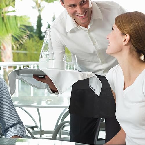 Miniatura 7 de kailund Server Apron with 3 Pockets, Black Waitress Aprons for Women and Men, Stain Resistant Half Waist Aprons.