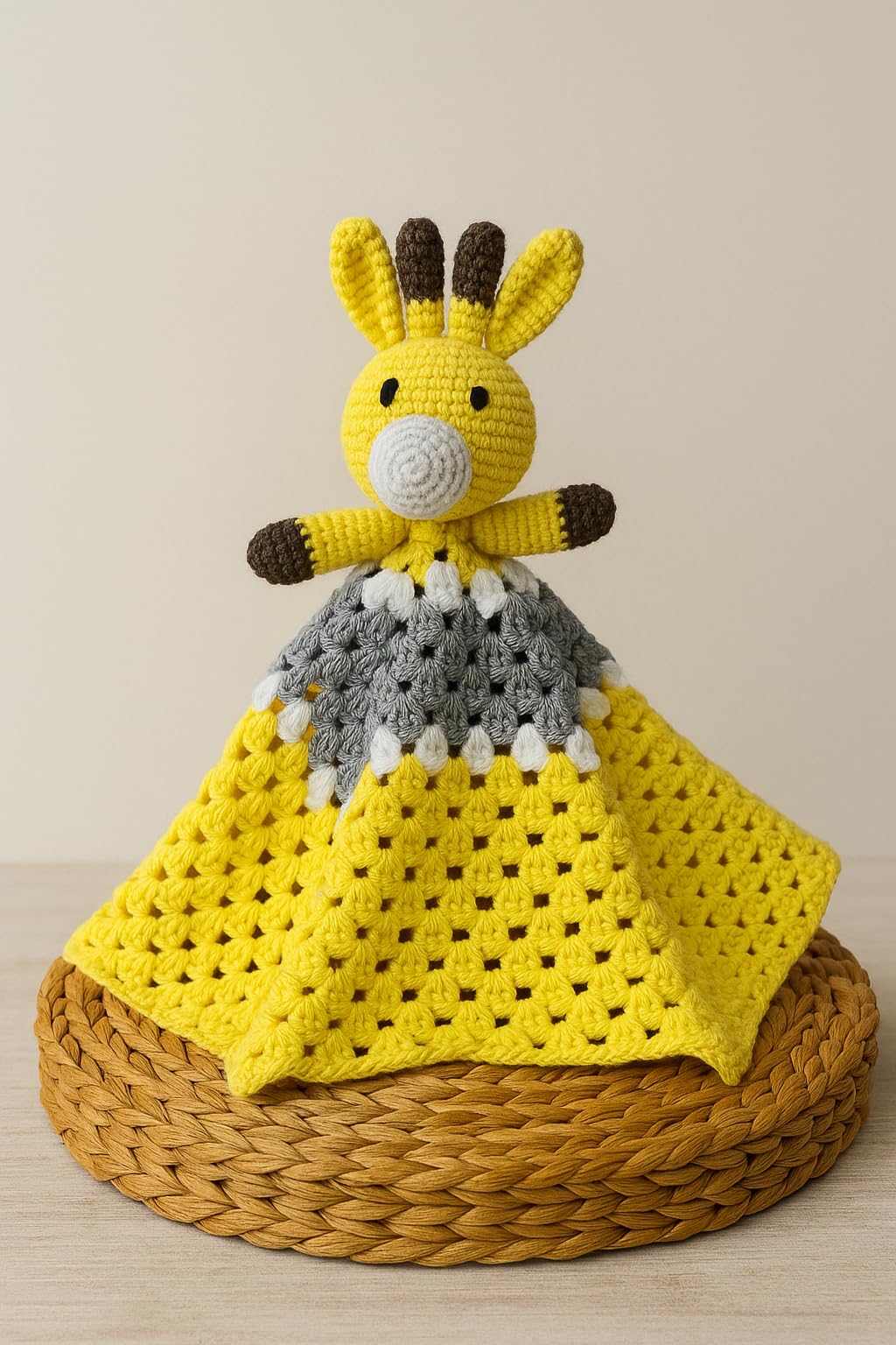 Handmade Crochet Giggles Giraffe Safety Blanket for Babies | Soft Toy for Kids | Safety Blanket | Baby Toy (FUNTOYGS14)-picture-13