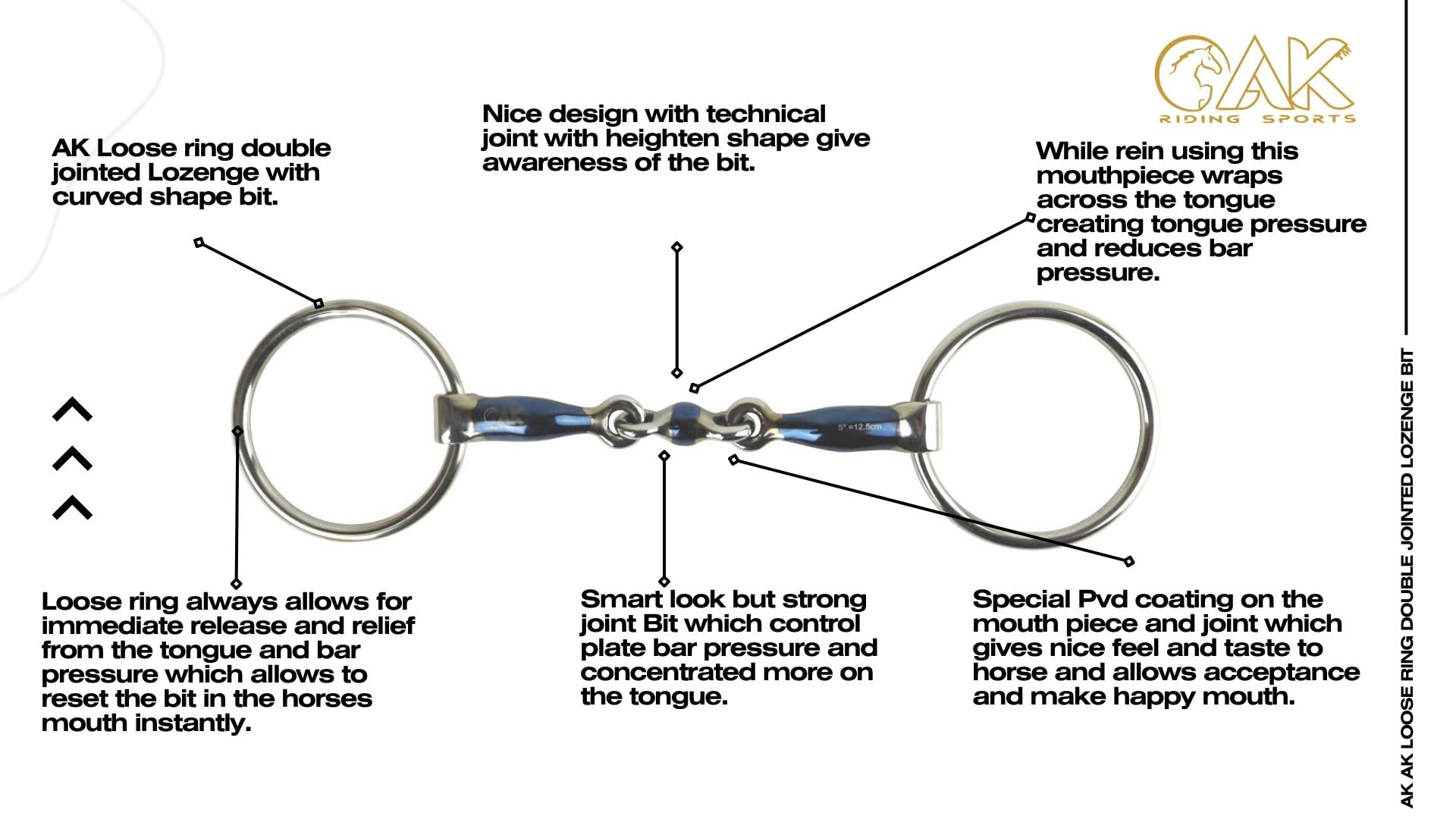 AK Mors d'équitation anneau lâche losange double brisure courbé Horse Bits AKRS-2605 (5.75'', Blue/Silver)