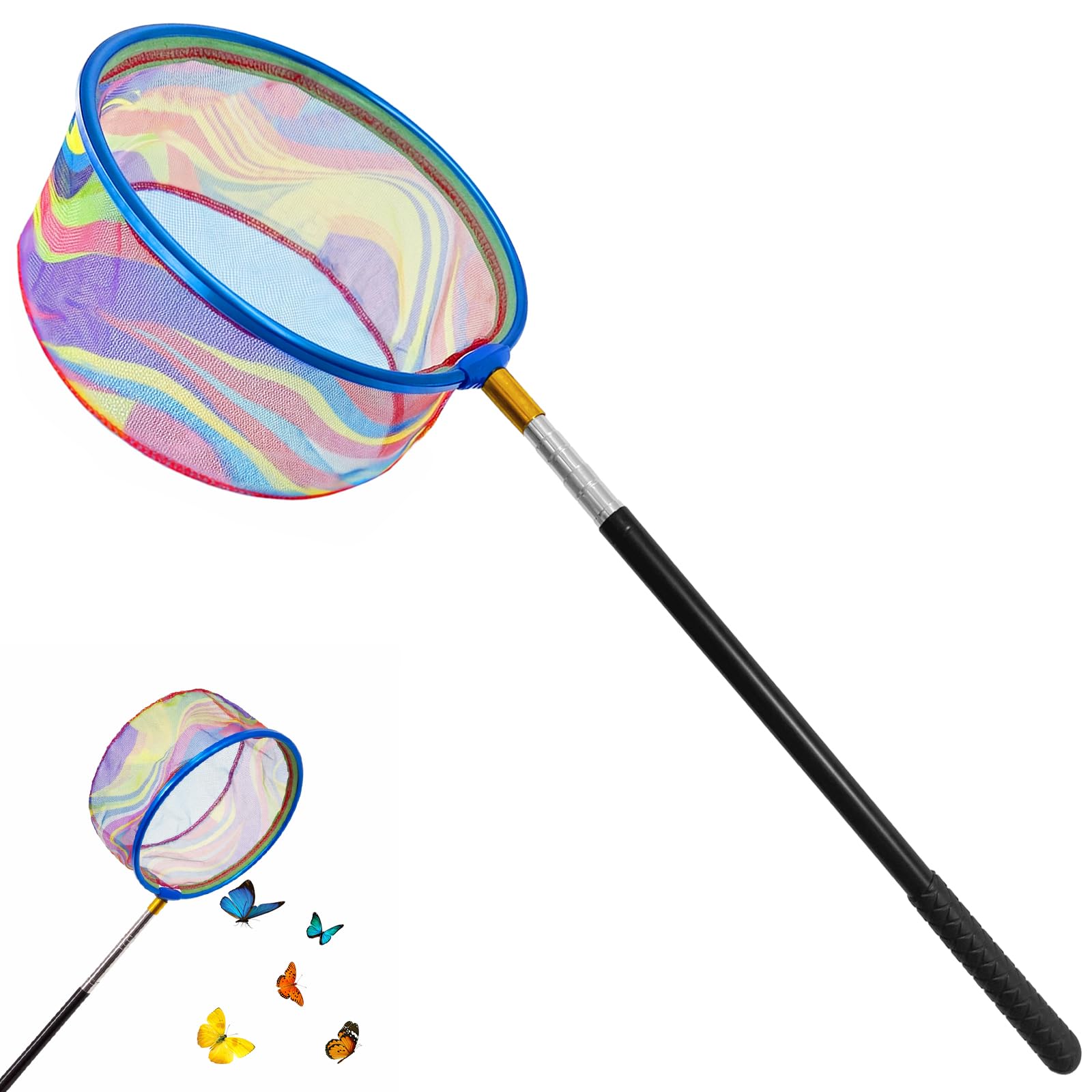 Redes de Pesca para Niños,Cazamariposas con Mango Telescópico,Red de Captura Pequeña,Extensible de 41 cm a 150 cm, Ideal para la Playa, Juegos al Aire Libre y el jardín