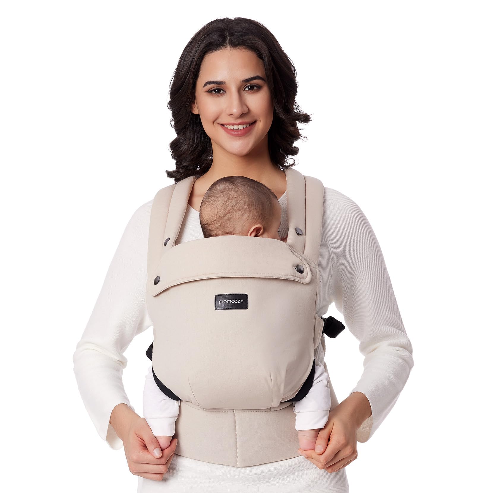 Momcozy Marsupio Neonato Ergonomico e Confortevole, Leggero e Facile da Indossare, 3,2–20 kg(3-24 mesi), Ideale per Genitori a Mani Libere,Cachi