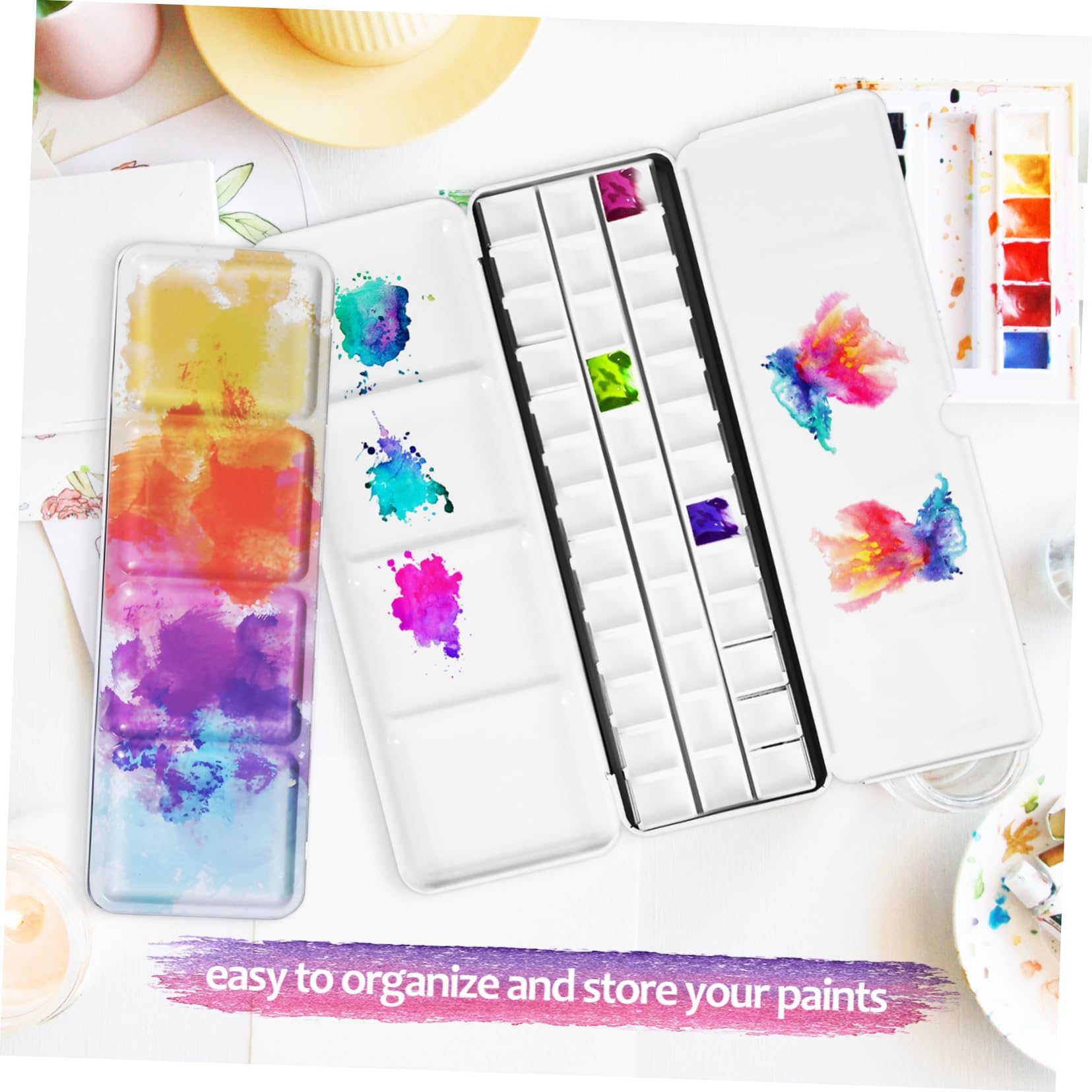 4 Pièces Boîte de Palette d'aquarelle Vide Palette de Couleur Palette de Peinture Vide Palette Aquarelle boîte Vide Plateau de mélange de Peinture palettes d'aquarelle Le Fer