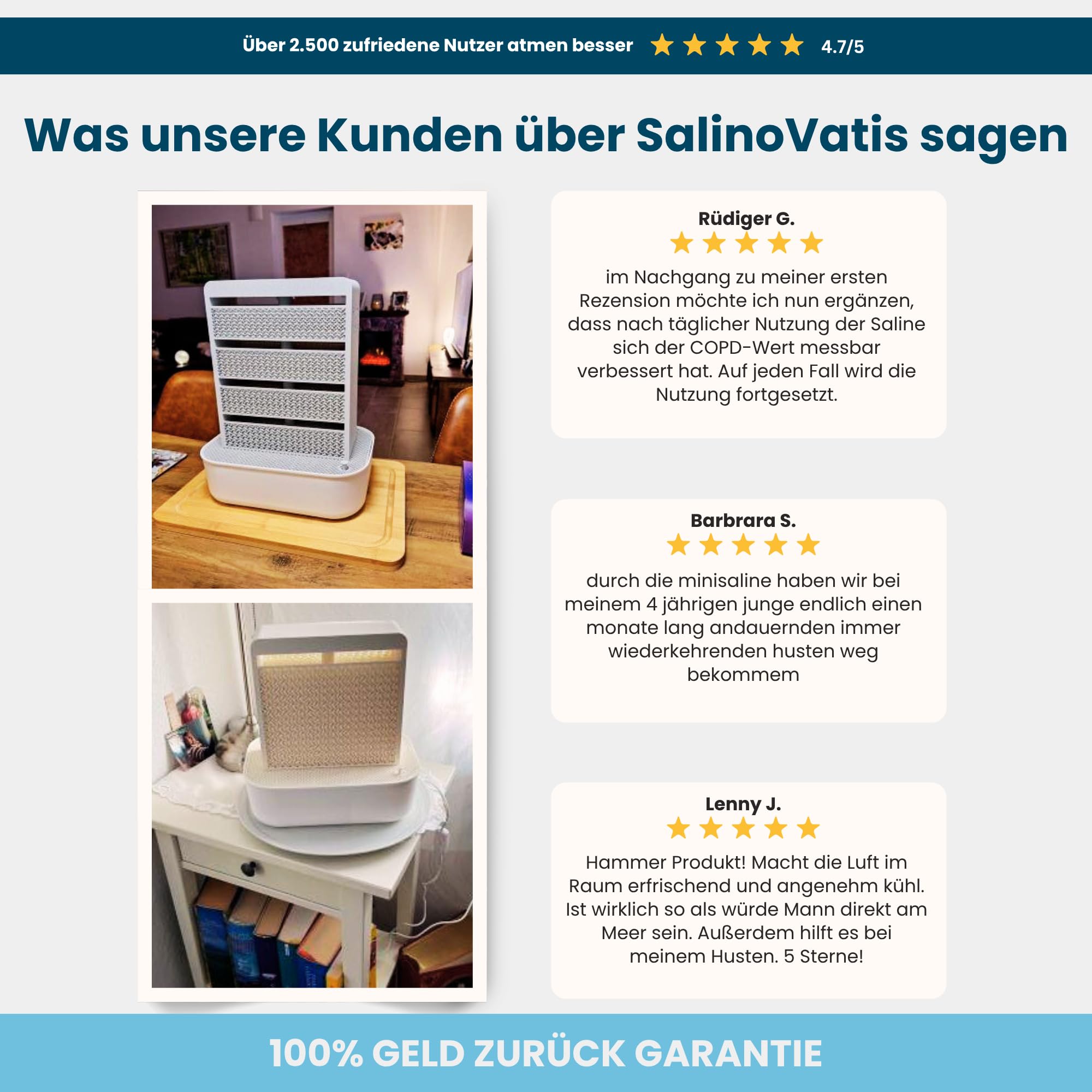 Mini-Saline Aura – Moderner Salzluft-Befeuchter, stylische Raumluftverbesserung, natürliches Meeresklima, kompakt & geräuscharm (Kreide) - Made in Germany