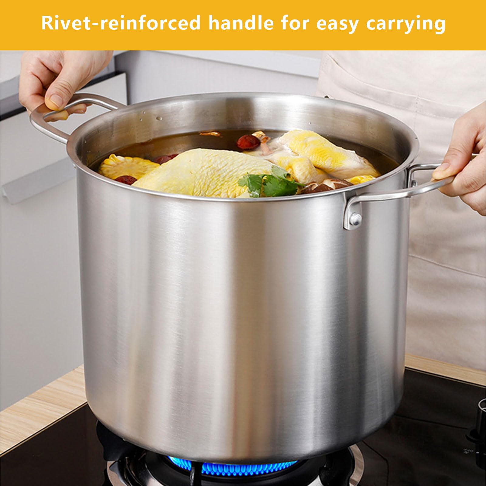 Robuster 20 cm Suppentopf aus Edelstahl 316 – Vielseitiger Dampfgarer und Kochtopf mit Deckel für Eintöpfe, Knödel, Saucen und Suppen – Langlebiges Kochgeschirr für Hobbyköche