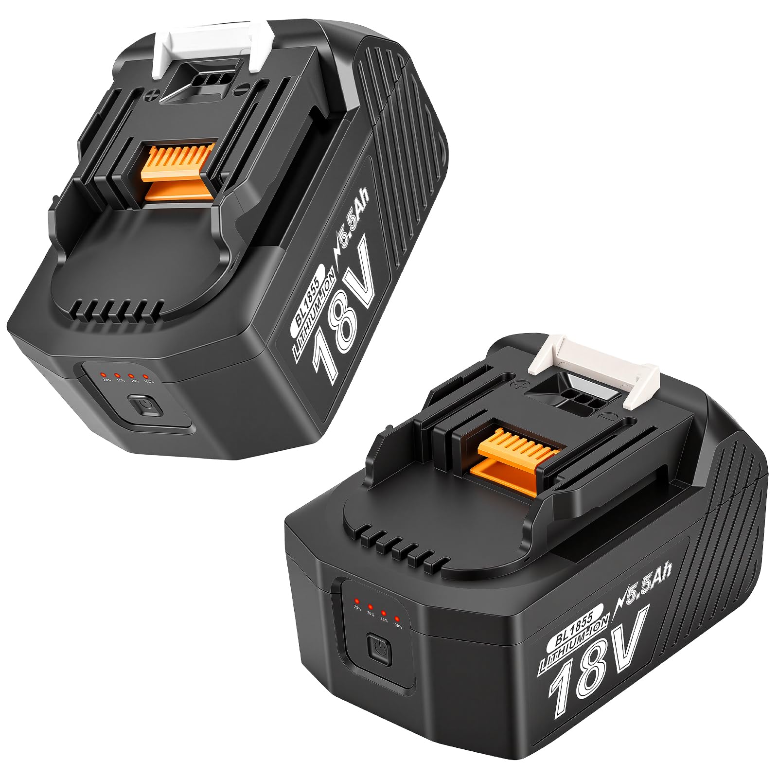 Lot de 2 batteries de rechange pour Makita Battery 18 V 5500 mAh/5,5 Ah 18 V Batterie de rechange avec BL1860 BL1860B BL1855 BL1855B BL1850 BL1850B BL1860B DC18RC