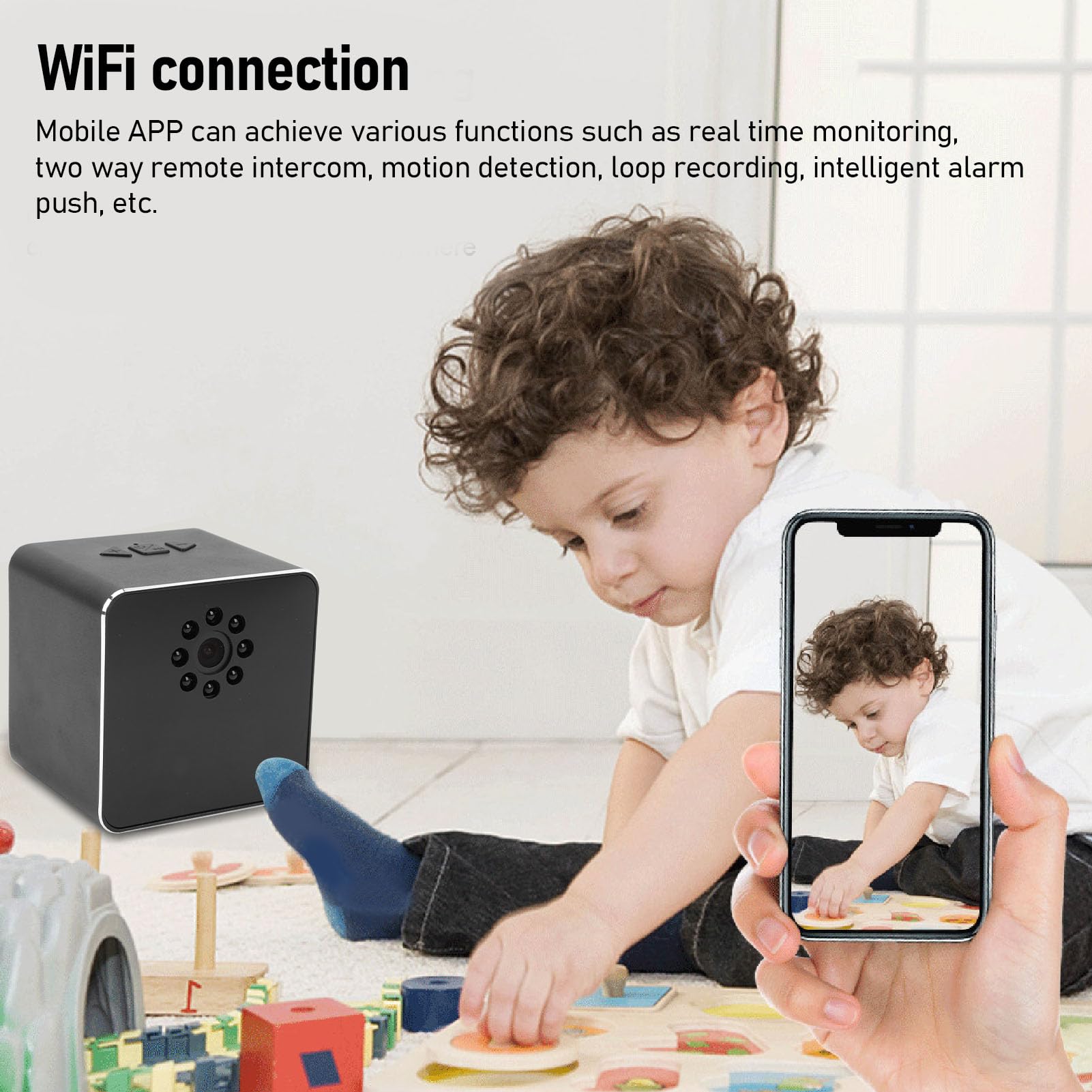 flexman WiFi Indoor Camera Bluetooth Speaker, 2K HD Night Vision Motion Detection 2 Way Talk Bluetooth Loudspeaker Wireless Security Camera with Phone App for Baby Pet