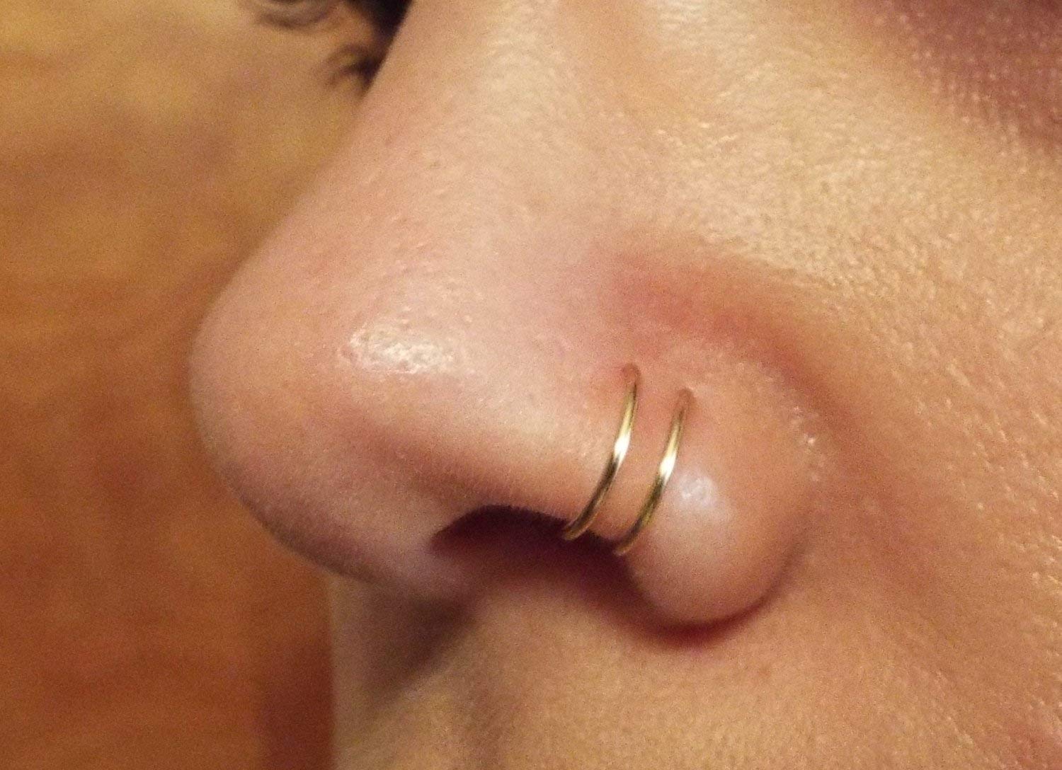 double ring nose hoop
