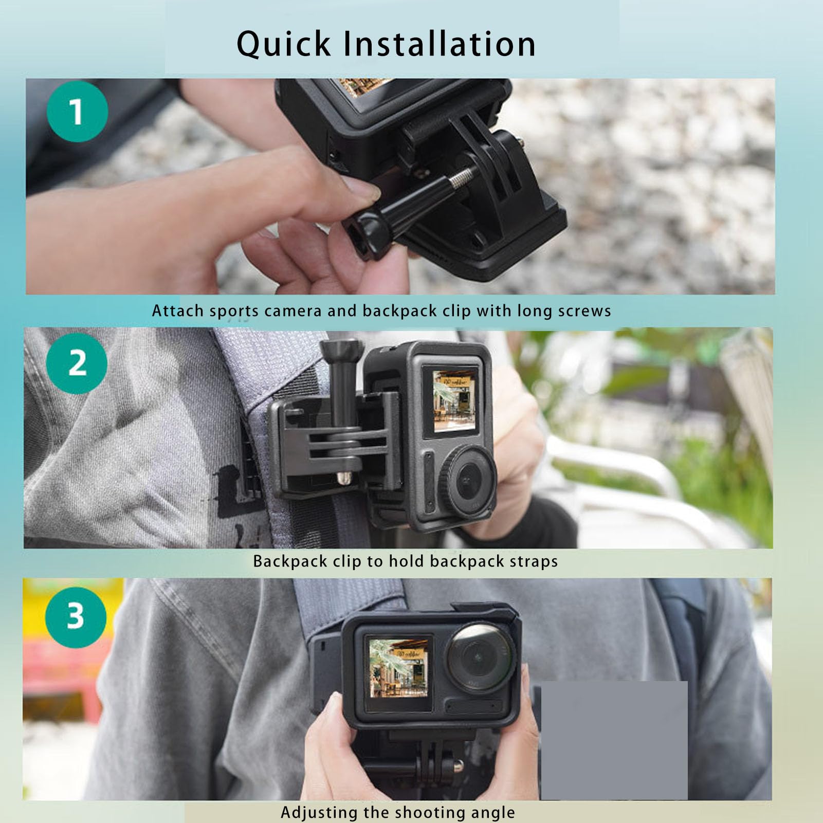 Supporto a spalla girevole a 360° per GoPro Hero 13/12/11/10/9/8/7/6/Mini, compatibile con Insta360 X4 X3, DJI OSMO Action 4/3, supporto a morsetto a sgancio rapido, accessorio Action Camera