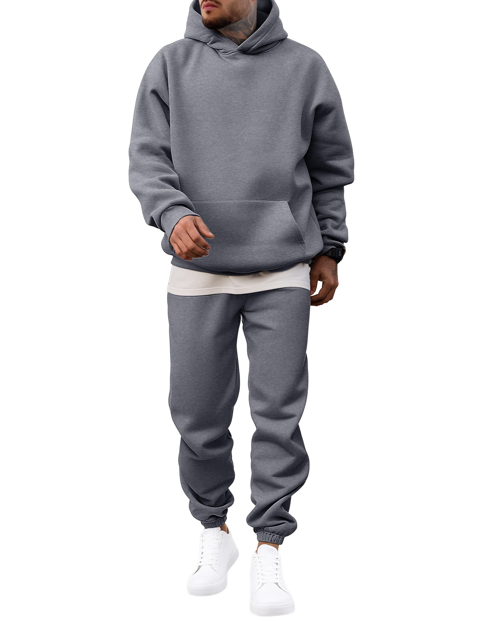 Mens Sweatsuit 2 Piece Hoodie Tracksuit Jogger Set