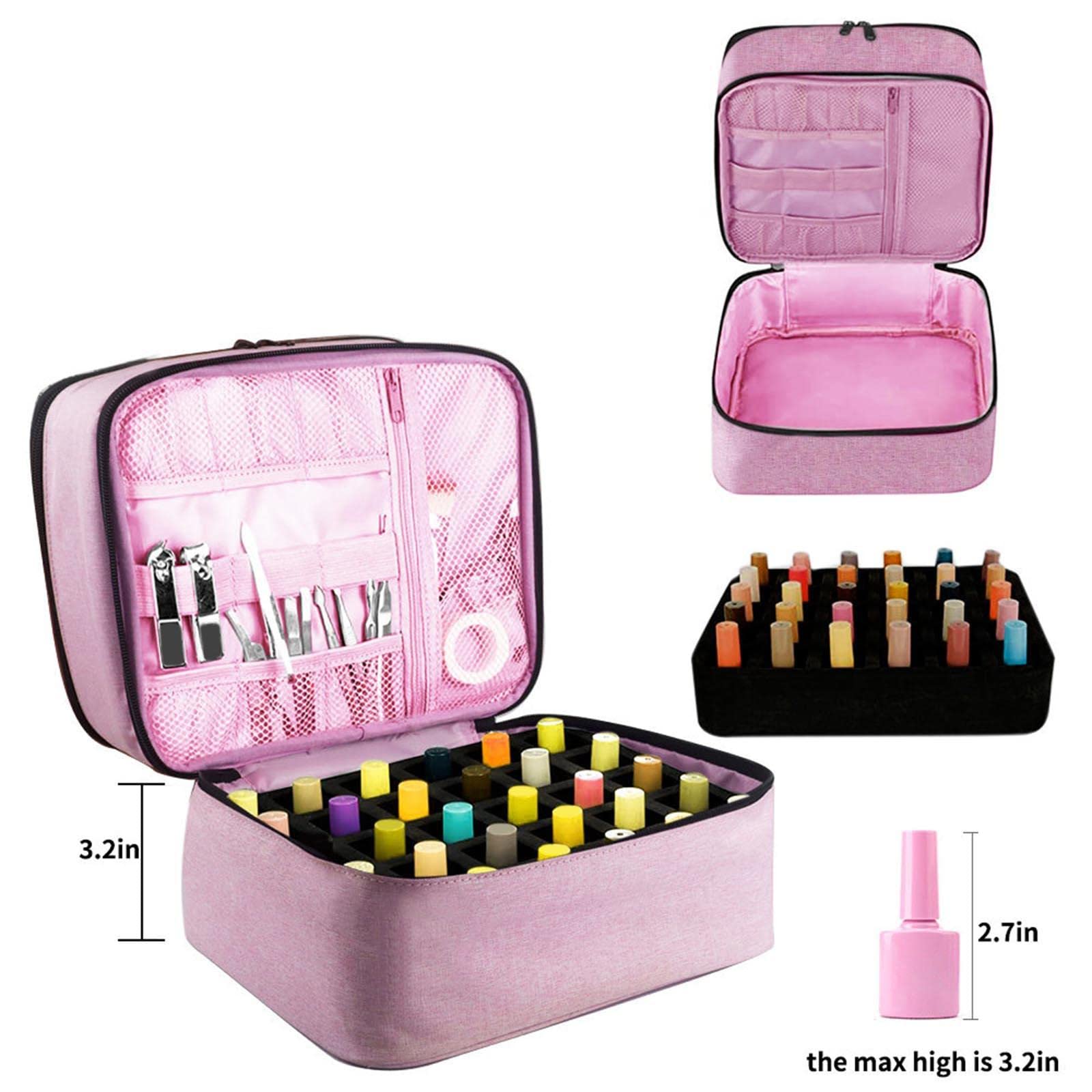 Nail Polish Storage Bag Porta Smalti Doppio Strato Organizer Borsetta Porta Bottiglie Custodia Nylon Scomparti Tascabile Adatto per Viaggi