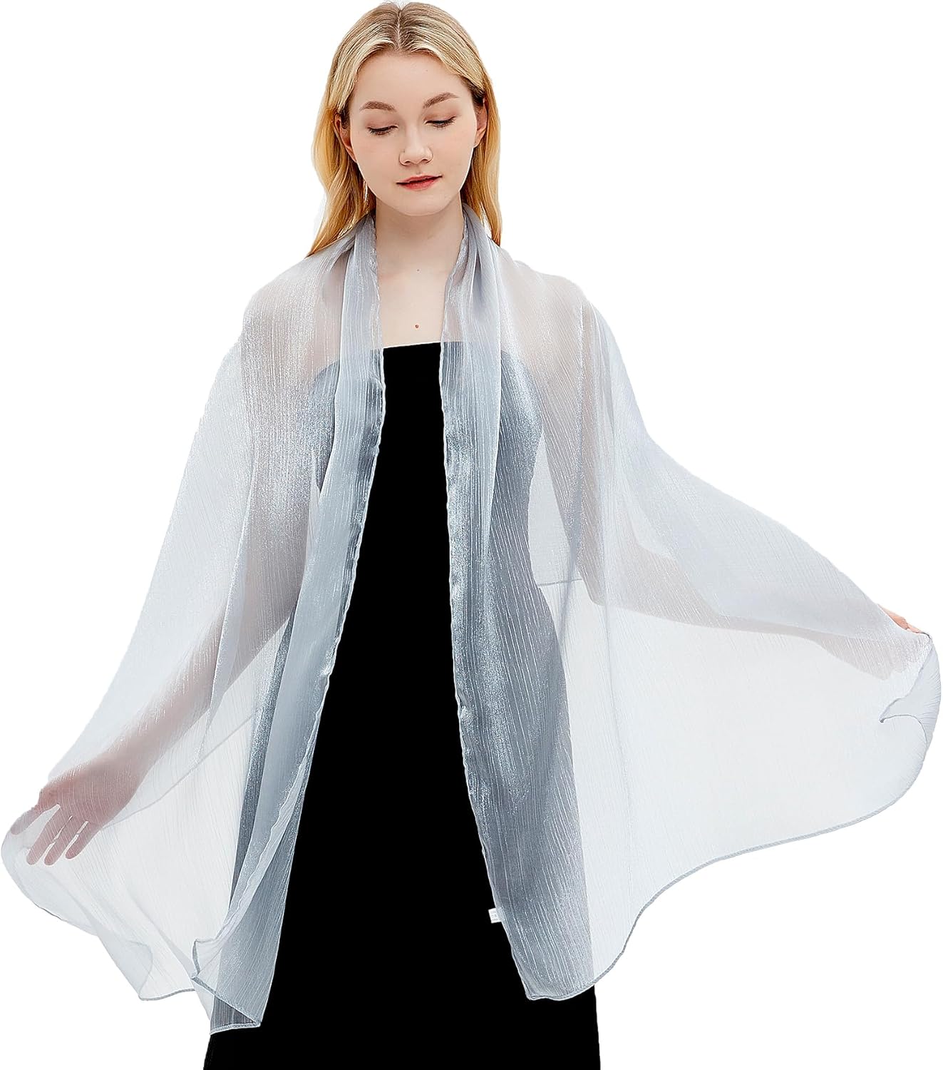 Gragengs Women Shawls and Wraps for Evening Dresses Lightweight Sheer Crepe Scarf Shimmer Wedding Party Stole - Image 4