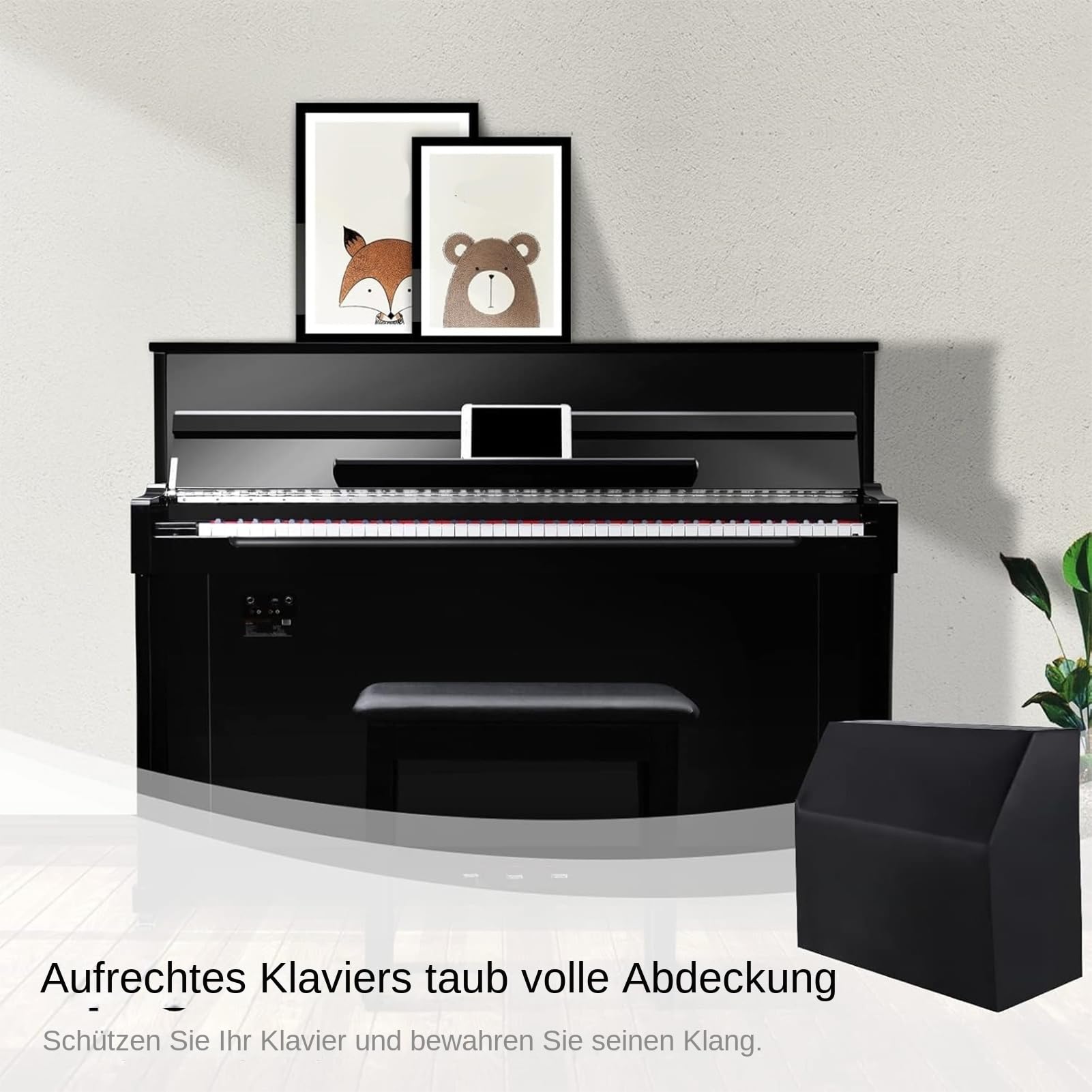 Housse de piano verticale - Couverture complète - 153 x 60 x 110 cm - Noir - Tissu Oxford imperméable - Accessoire de piano - Bloque la lumière du soleil et l'humidité
