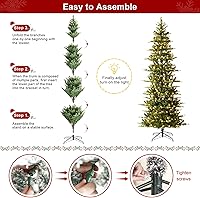 Vista 136 de Glitzhome Prelit Christmas Tree, 6ft Flocked Artificial Christmas Tree Serene Snowscape Fir with 300 Warm White Lights for Home, Office, Party