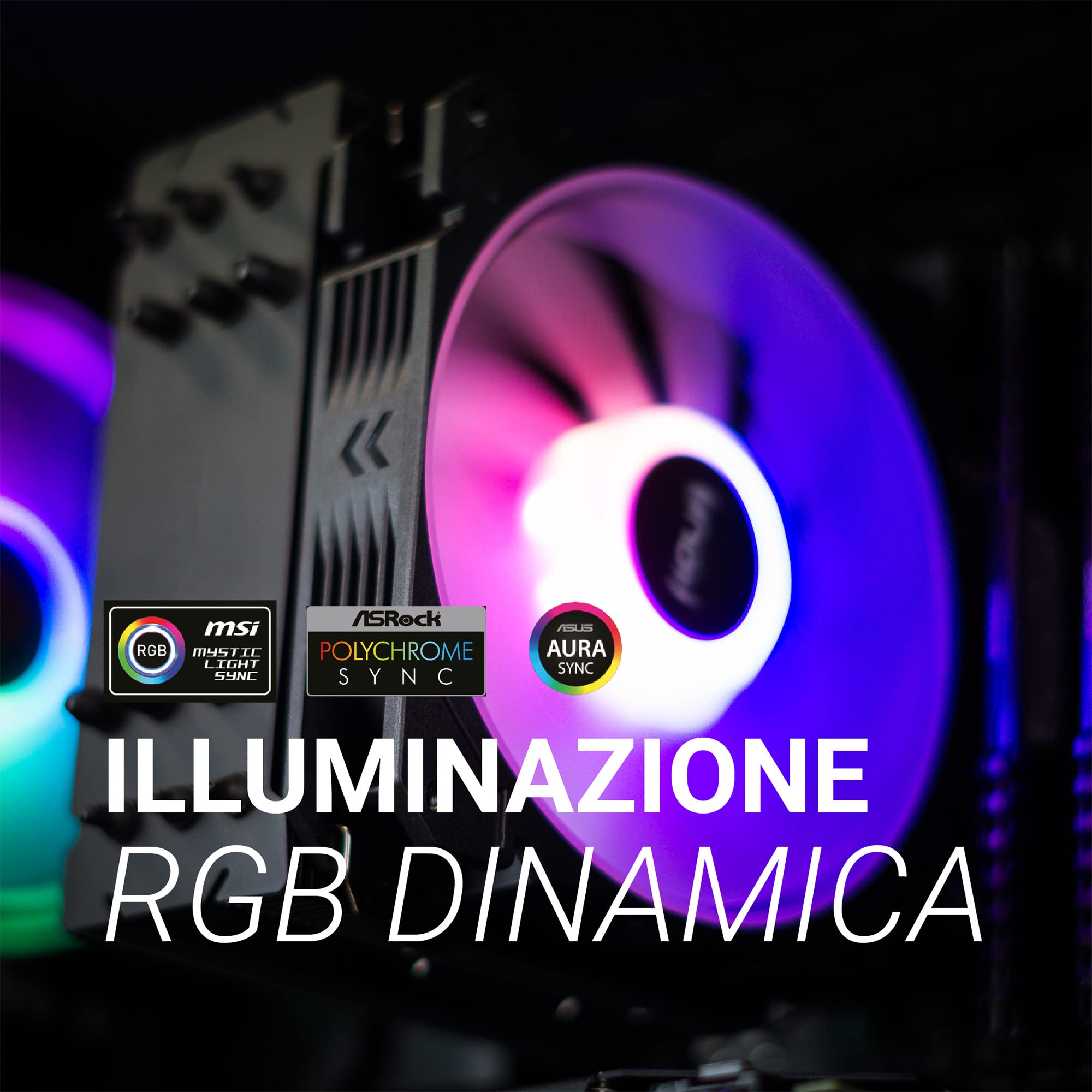 Noua Arcade ARGB Dissipatore di Raffreddamento per CPU TDP 180W 6 Tubi di Calore a Contatto Diretto e Ventola PWM Addressable 5V ADD RGB da 120 mm Compatibile LGA 1200 115x 1366 AM4 AM3 AM2