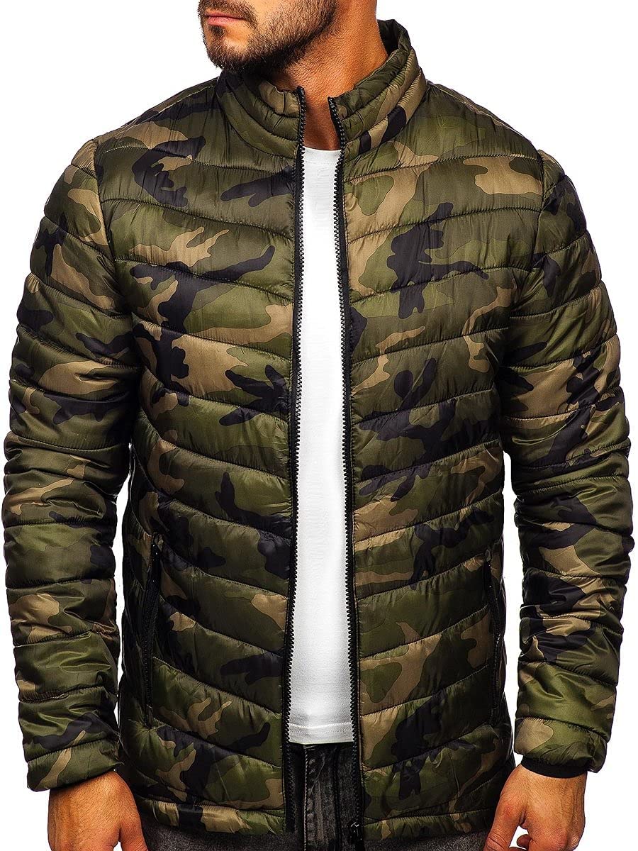 BOLF Hombre Chaqueta de Entretiempo Deportiva Cierre de Cremallera Cuello elevado Cazadora Ropa de Abrigo Plumas Outdoor Básico Estilo Diario 4D4