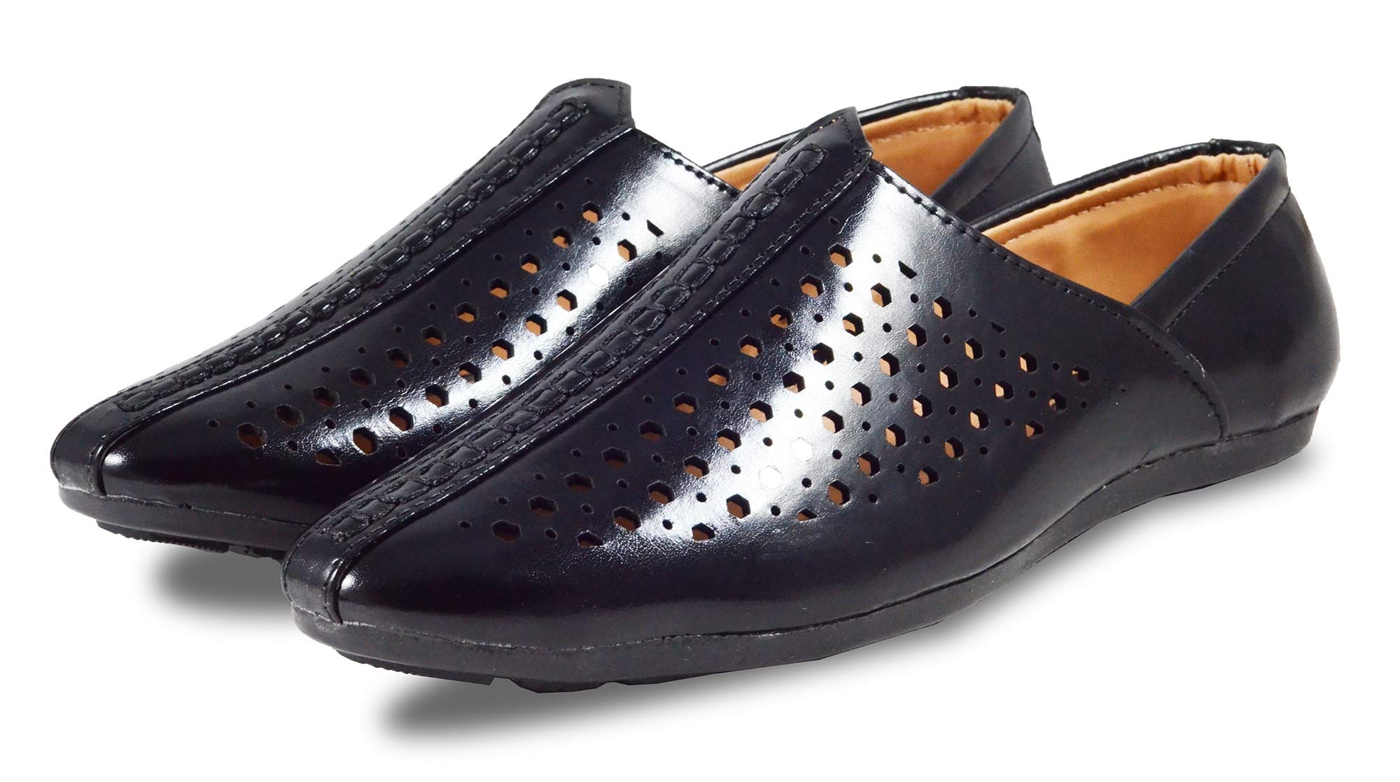 VON HUETTE Mens Laser-Cut Comfort Faux Leather Look Casual Slippers Black Half Mule Back Open Mocassion Loafers (Black 1, Numeric_9) (B08HM1Z28D) Amazon Price History, Amazon Price Tracker
