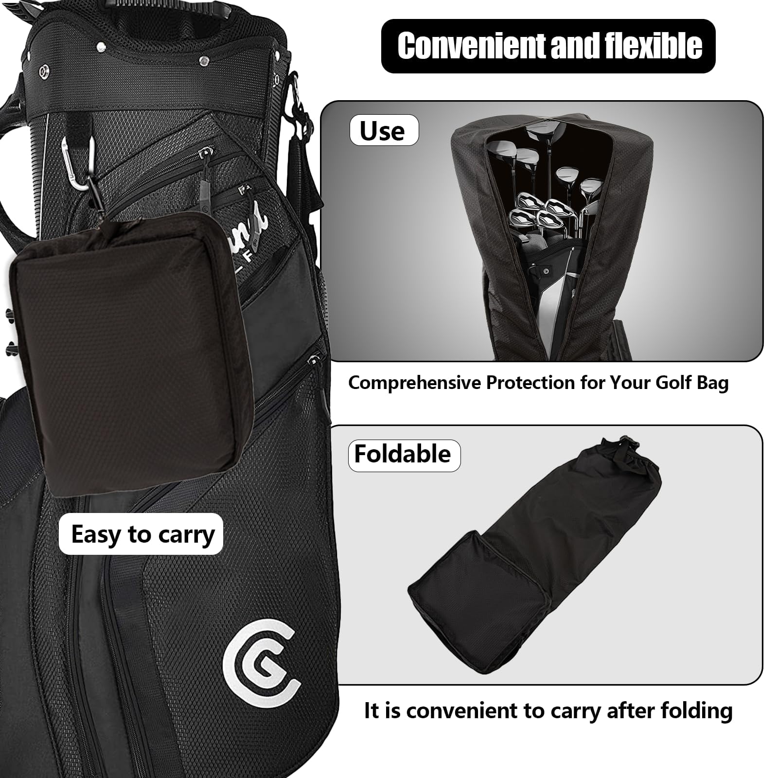 Housse de voyage de golf imperméable pliable en polyuréthane taille universelle