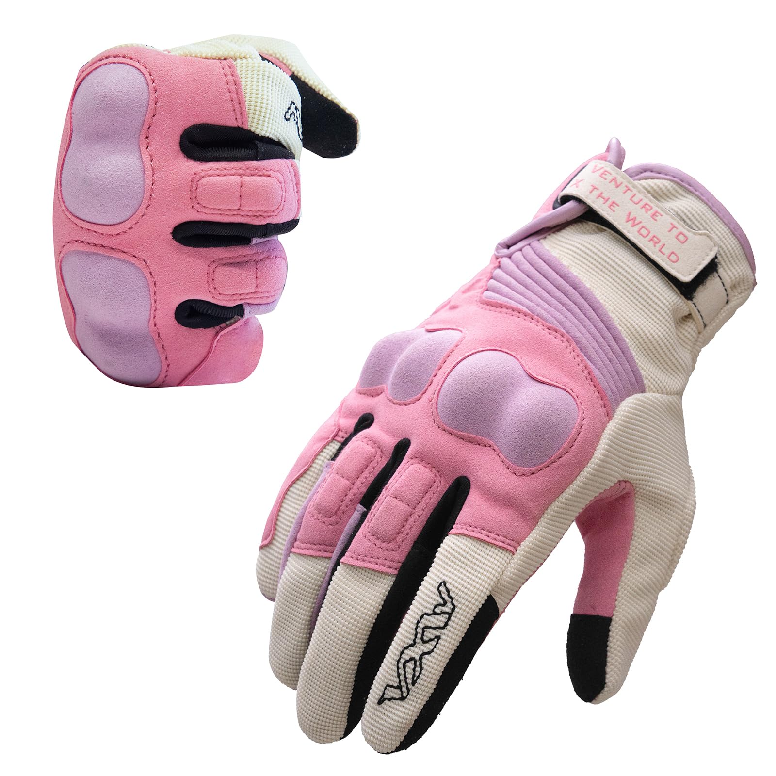 VXW Motorcycle Gloves for Women - with Palm Sliders & Full Finger Touchscreen Design, High-Speed Sports Gear for MTB/ATV/BMX/Motocross/Racing/Dirt Bike Gear(Small, Pink)