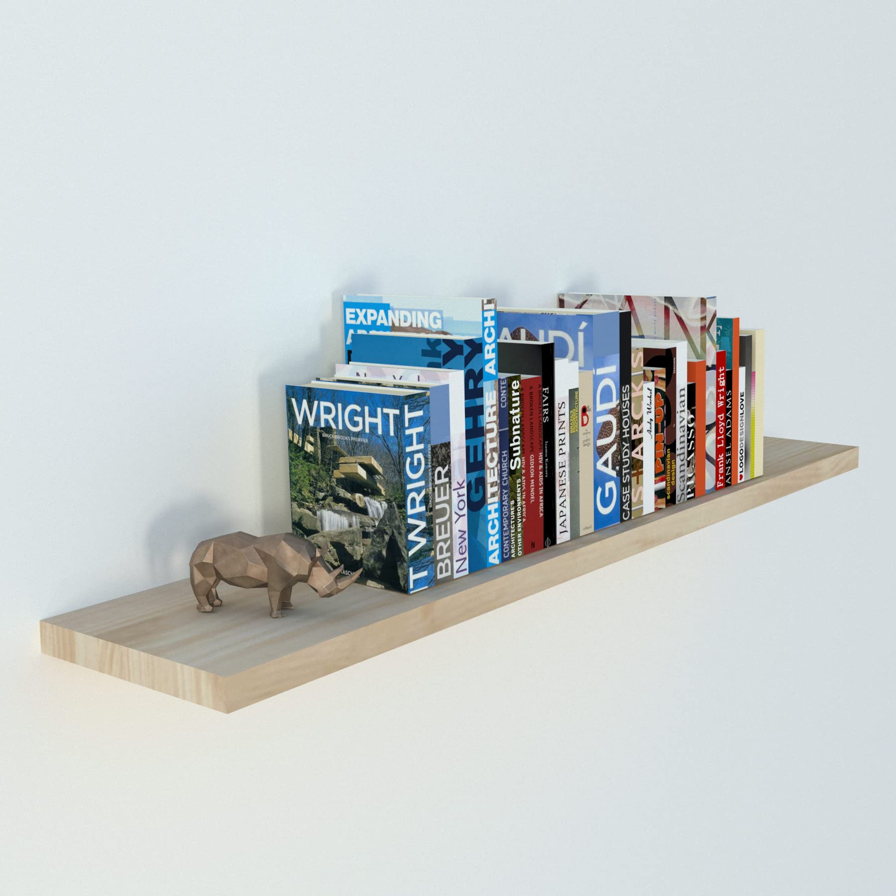 Henor Wandregal Holzwandregal 120 x 15 x 3 cm. horizontal verstellbar. Vertikal und Neigung. Bis 30 kg. Kiefernholz Natur