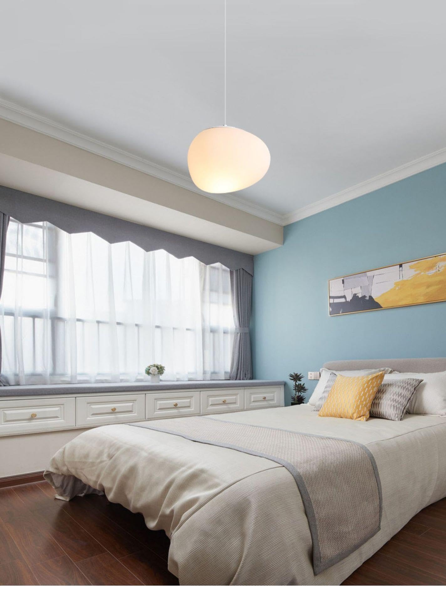 Lampada a sospensione creativa nordica ciottolo, paralume PE minimalista