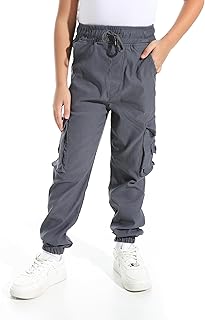 سيزر - سروال حريم للاولاد مع جيوب وازرار جانبية، سروال حريم رمادي داكن للاولاد مع جيوب وازرار جانبية، رمادي غامق