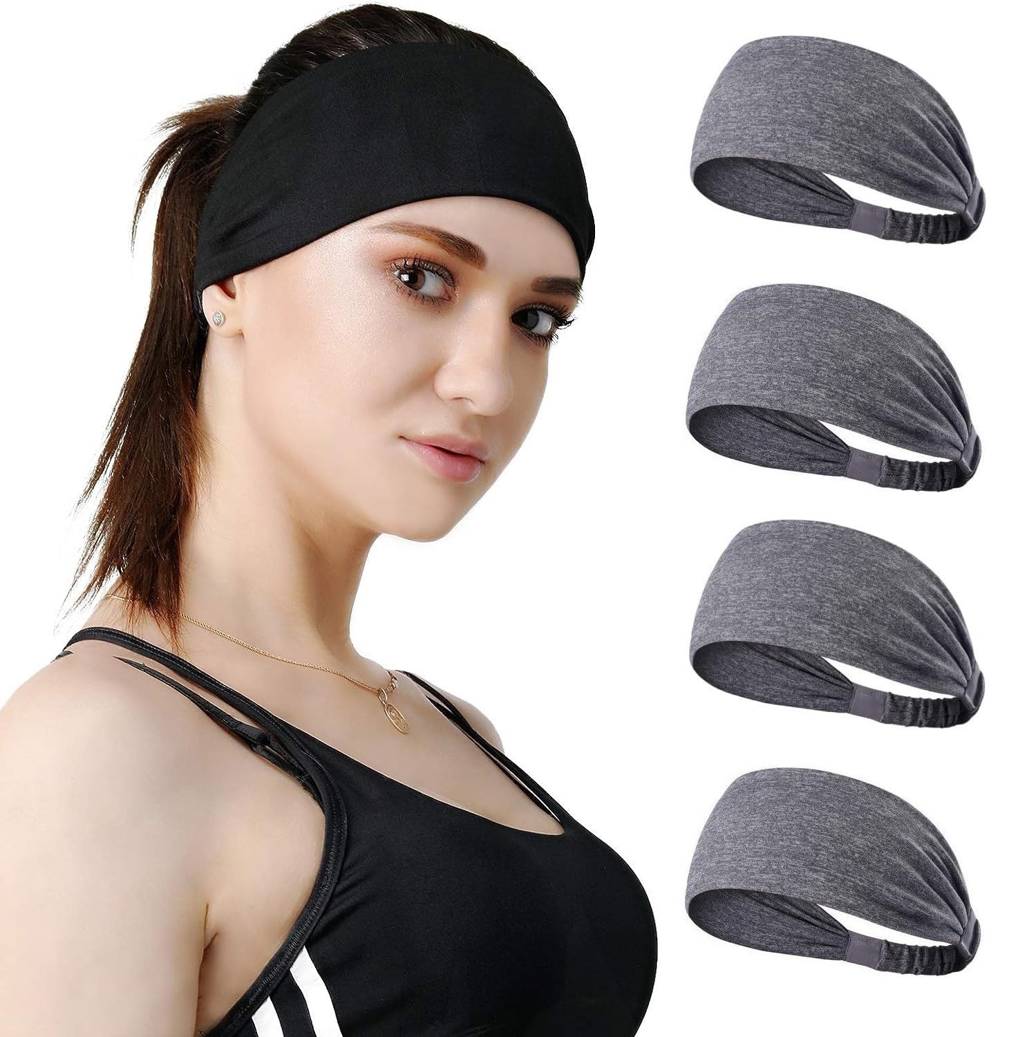 BISMAADH Women's Yoga Sport Athletic Headband Sweatband for Running Sports Travel Fitness Elastic Wicking Style Bandana Basketball Headbands Headscarf fits All Men & Women-picture-33