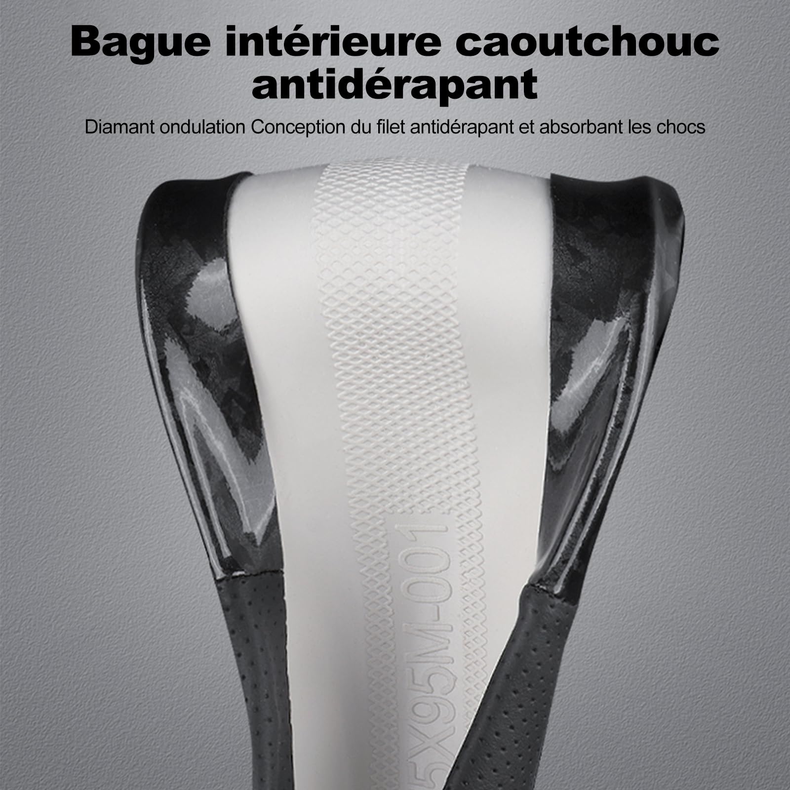 Ergocar Car Steering Wheel Sleeve, D-Type Forgeing Fibre De Carbone Et Manche De Volant en Cuir, 37-38 Cm / 14,5-15 Pouces, sans Glissement, Doux, Respirable,Style Sportif Moderne