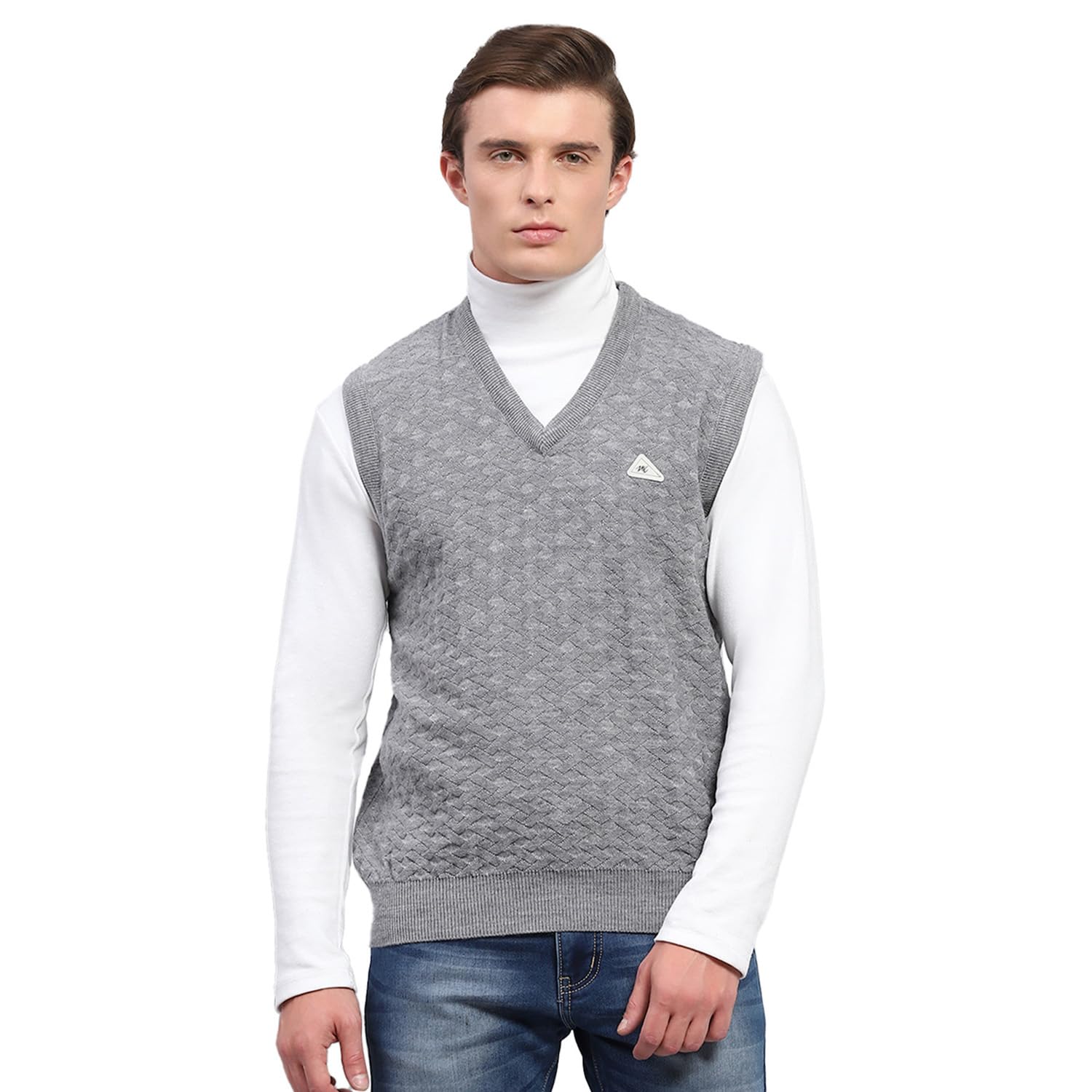 MensSelf Design V Neck Sleeveless Sweater (1243131SL)