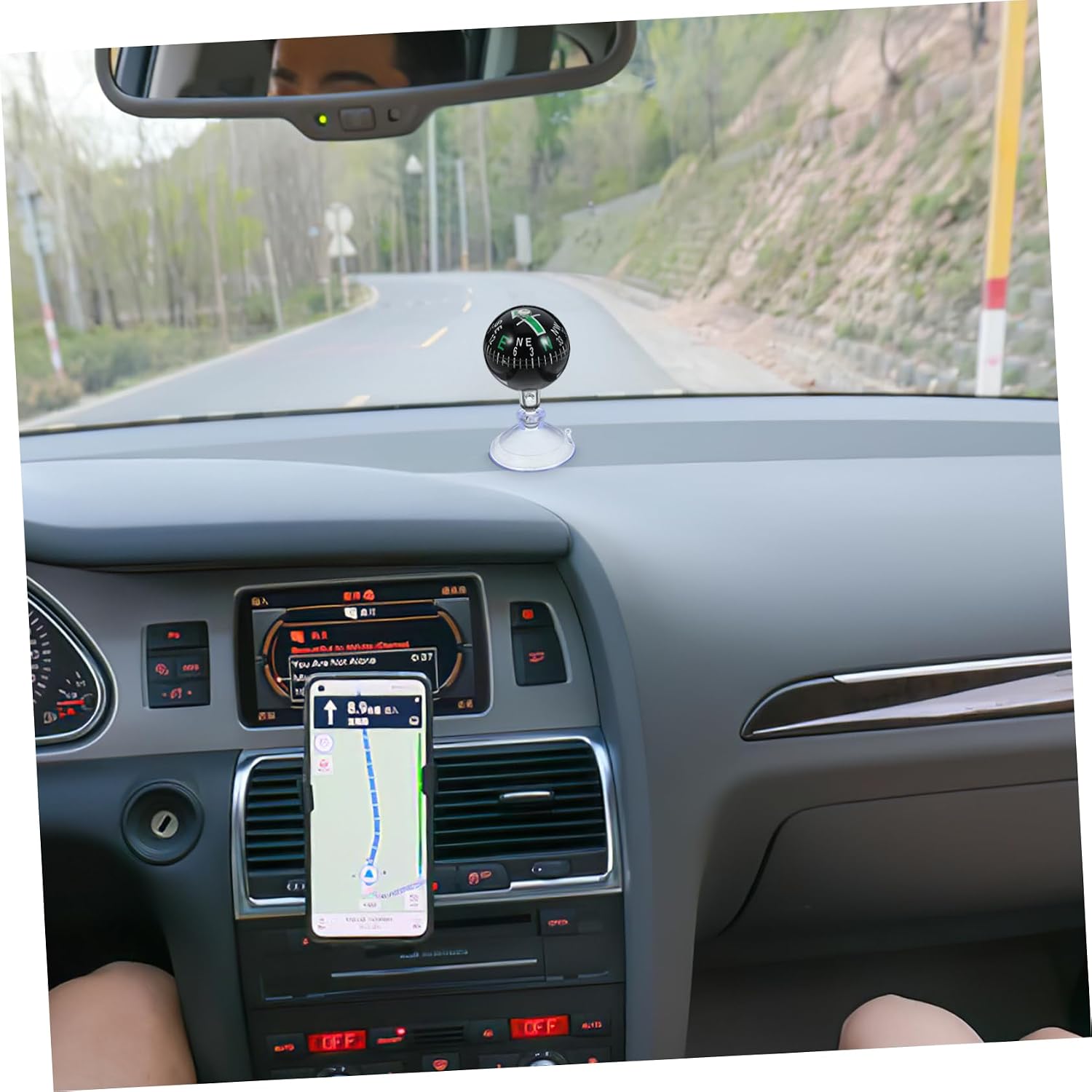 Gatuida Car Compass Ball Portable Dashboard Navigation Tool Durable Automotive Compass for Precise Direction Stylish Design for Navigation