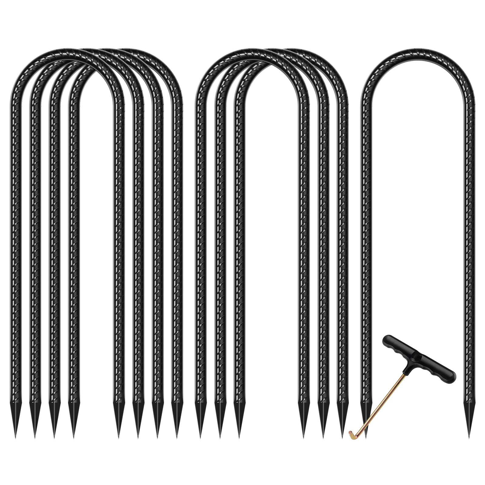 UROVIBOSCR Trampoline Anchors High Wind Heavy Duty Galvanized Steel Set of 8 Black