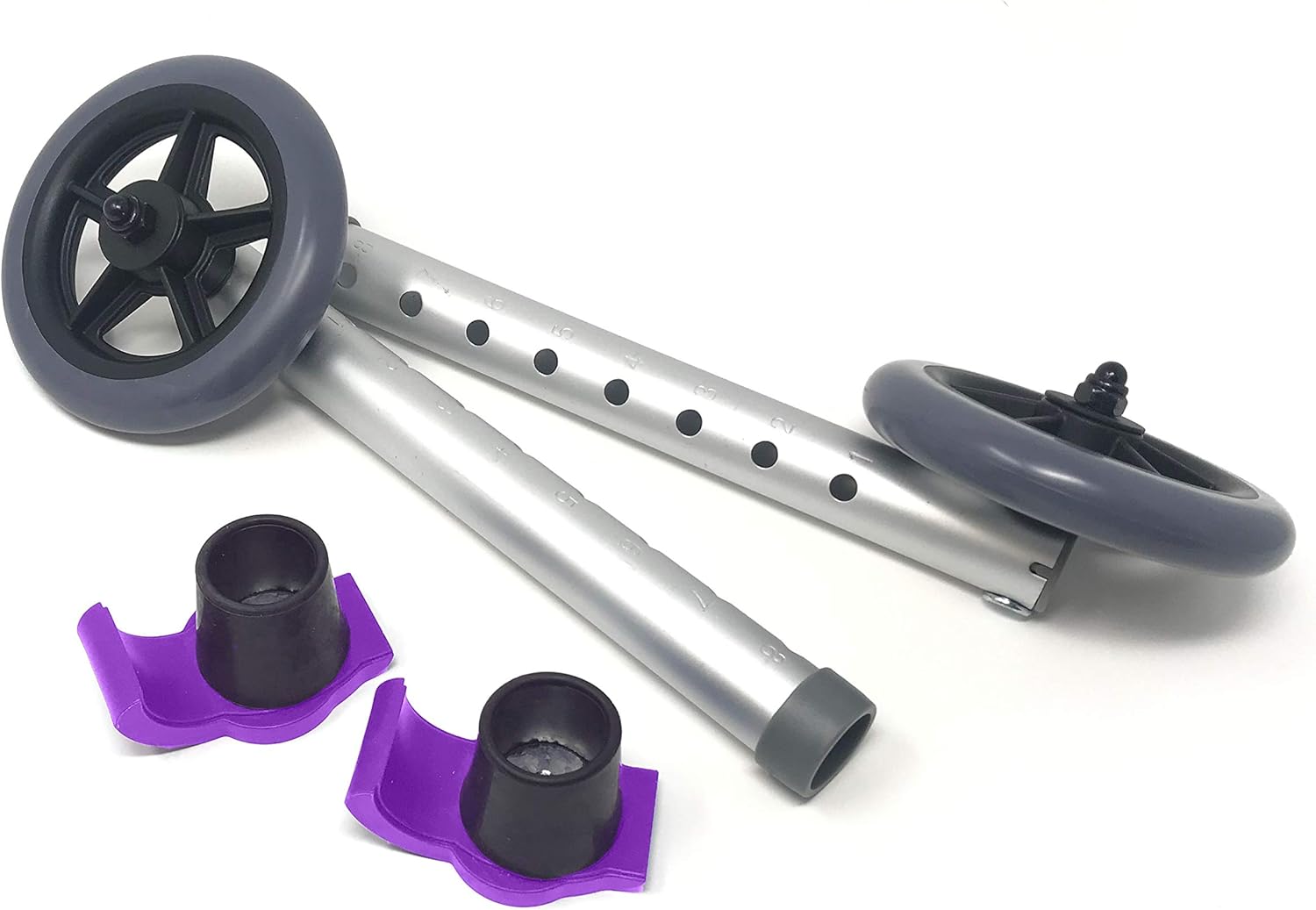 Universal 5" Walker Wheel Kit with Heavy Duty Ski Glides (Purple) : Health & Household