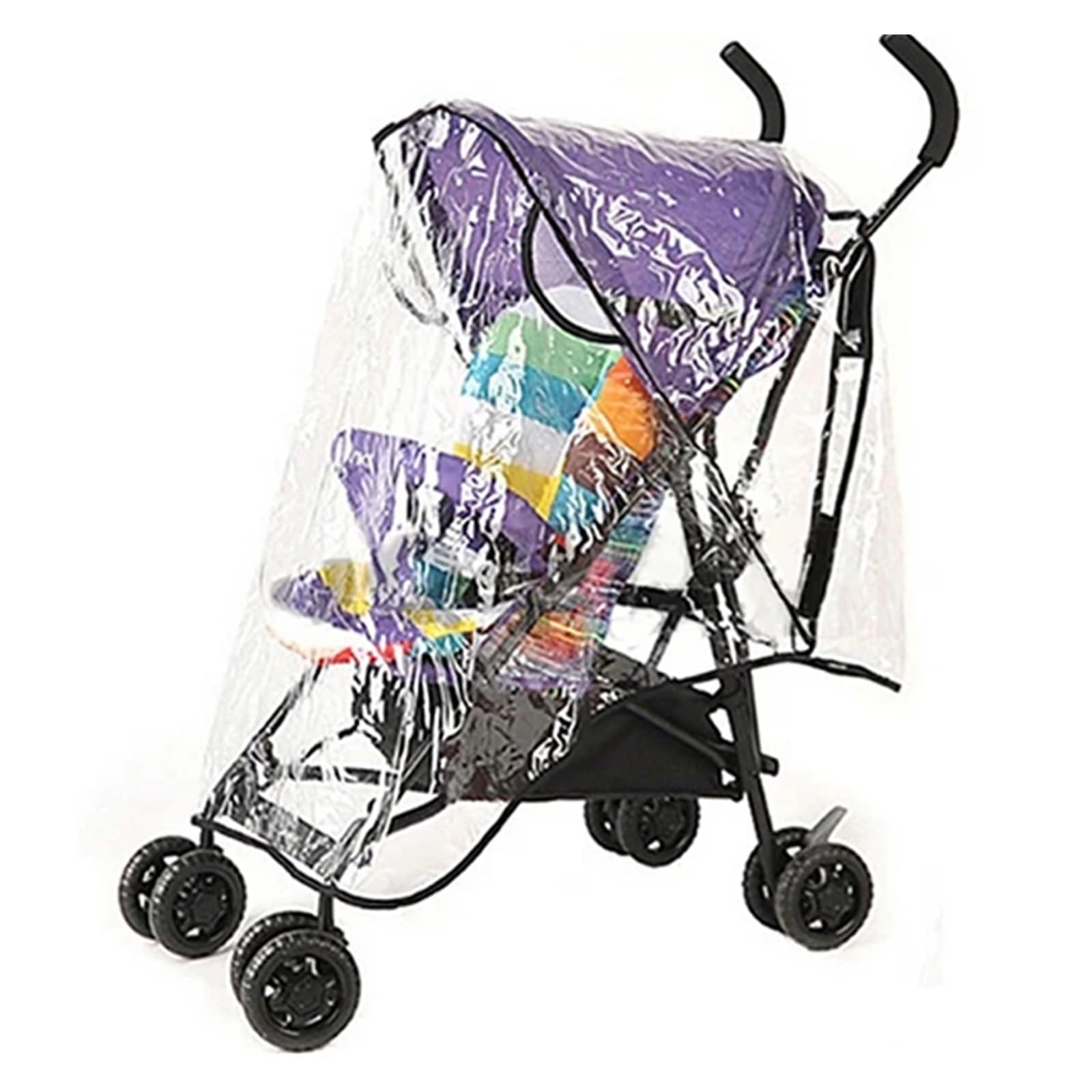 Parapioggia in PVC for passeggino | Bordo Nero Trasparente 75x55x80 cm Protezione antipioggia universale for passeggini