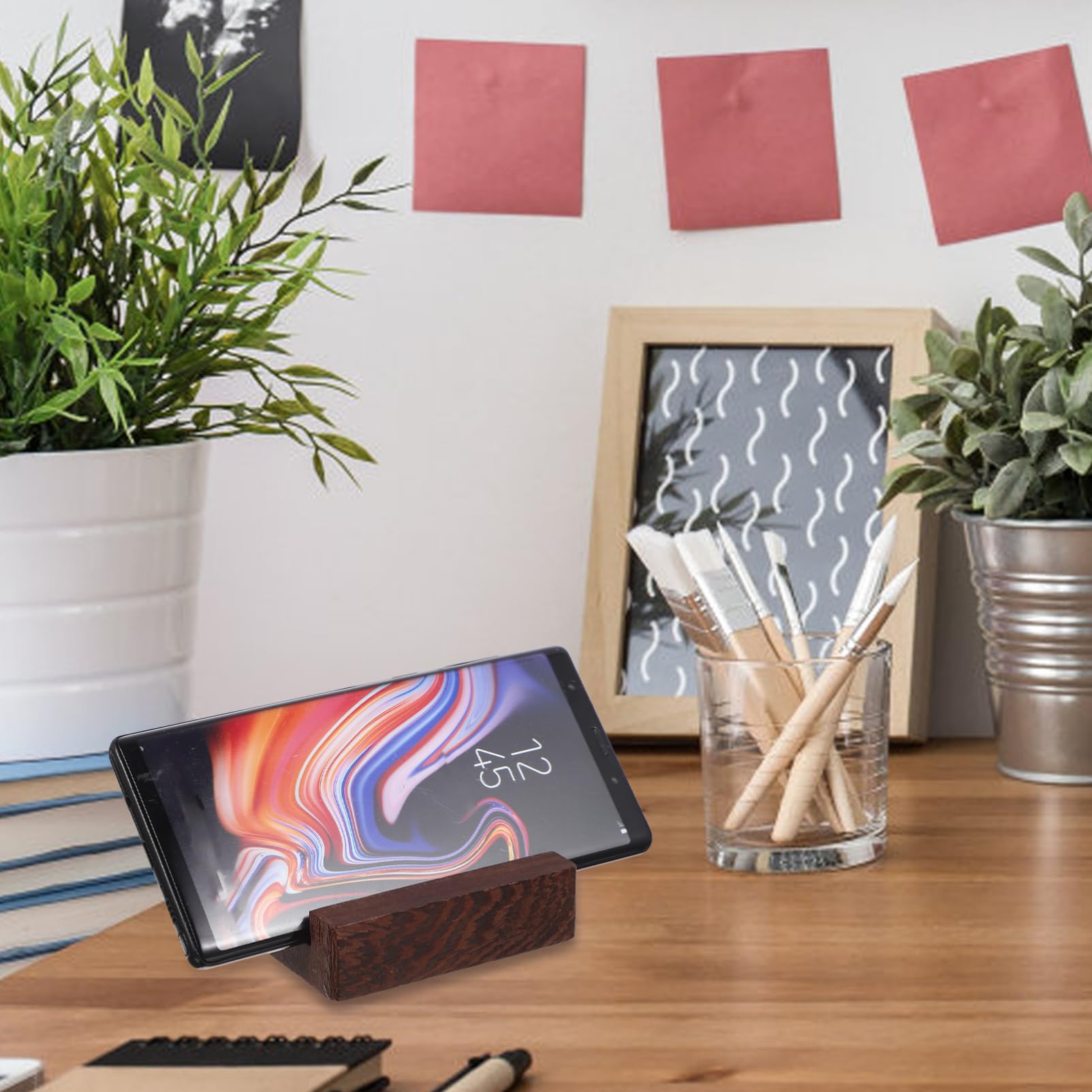 Hemobllo 3pezzi Supporto Telefonico Decorativo Multi-funzione Di Noce Porta Cellulare Da Scrivania Design Ergonomico Per Video e Videochiamate Accessorio Pratico Per Smartphone