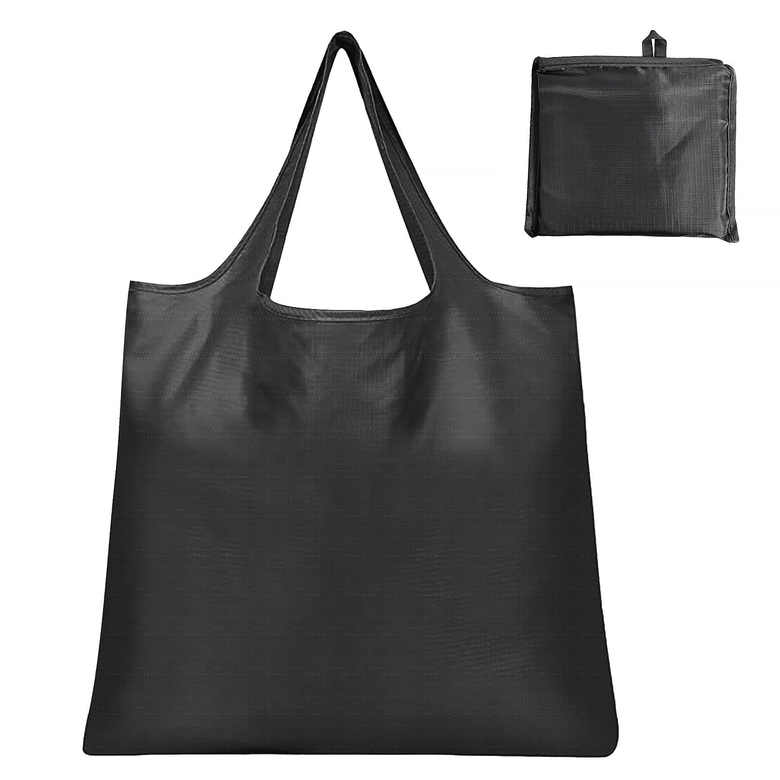 Large Foldable Shopping Bag, Reusable Grocery Bag, Used for Shopping. Reusable Handbag Weighing Up to 50 Pounds, Nylon Tote Bag, Waterproof, Washable(Black)