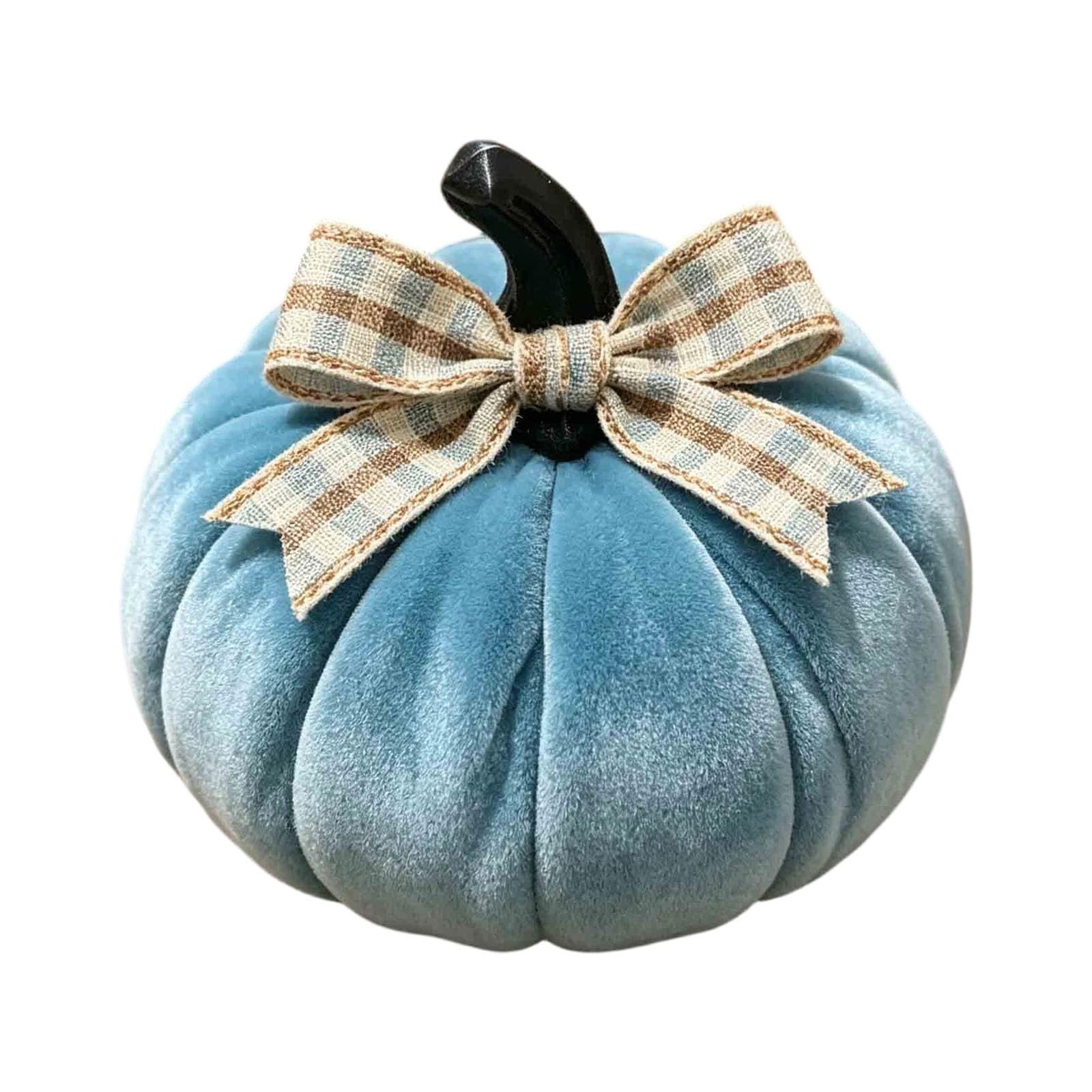 Velvet Pumpkin Decor Soft Seasonal Tabletop Ornament with Ribbed Shape and Top Detail for Fall Home Styling Stuffed Fabric Pumpkin Autumn Centerpiece Faux Gourd Decor Shelf Mantel Tray Accent Harvest