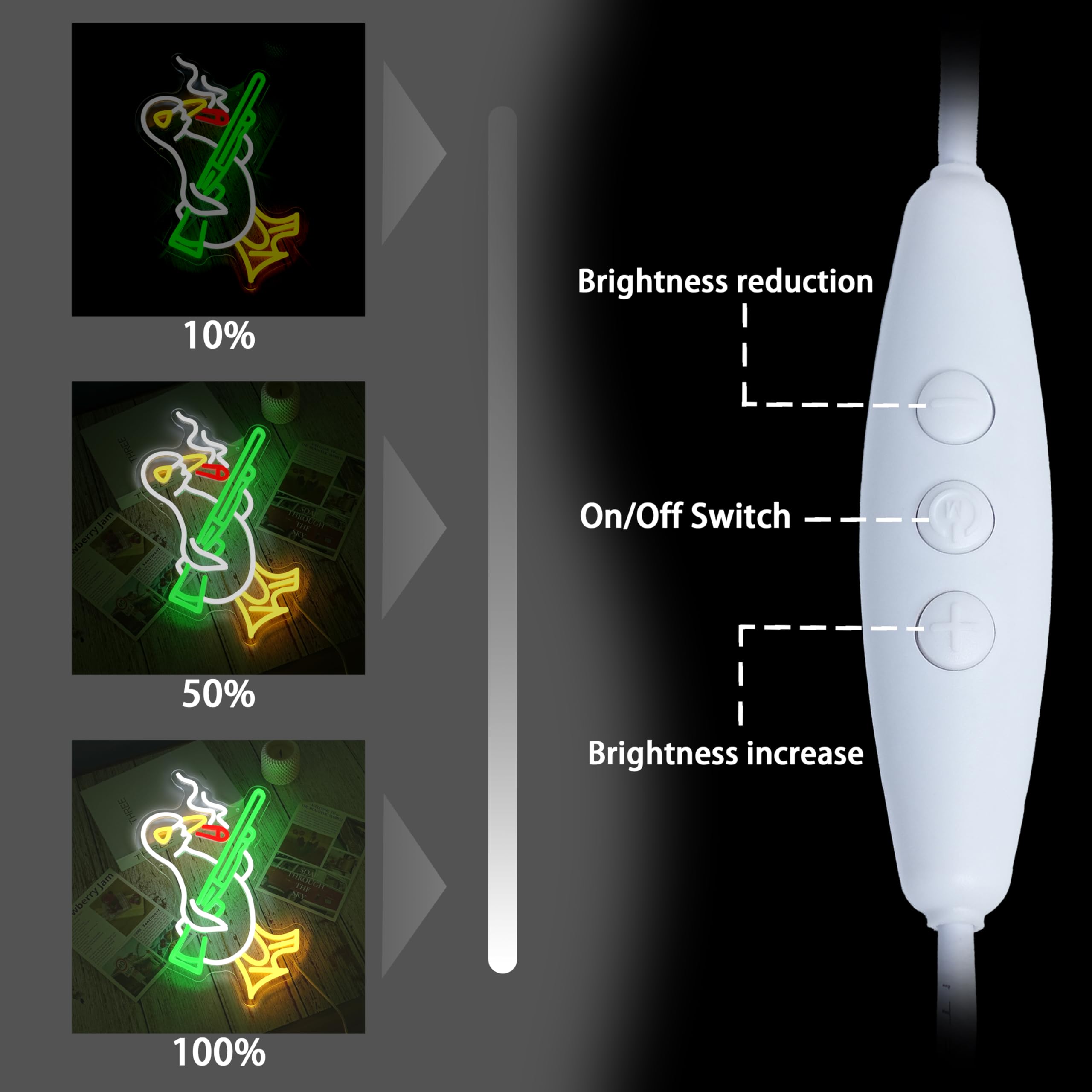 Letrero de neón de pato con interruptor ajustable para sala de juegos, letrero LED con cuchillo alimentado por USB, luz de neón, letrero de luz de neón para el hogar, dormitorio, bar, fiesta