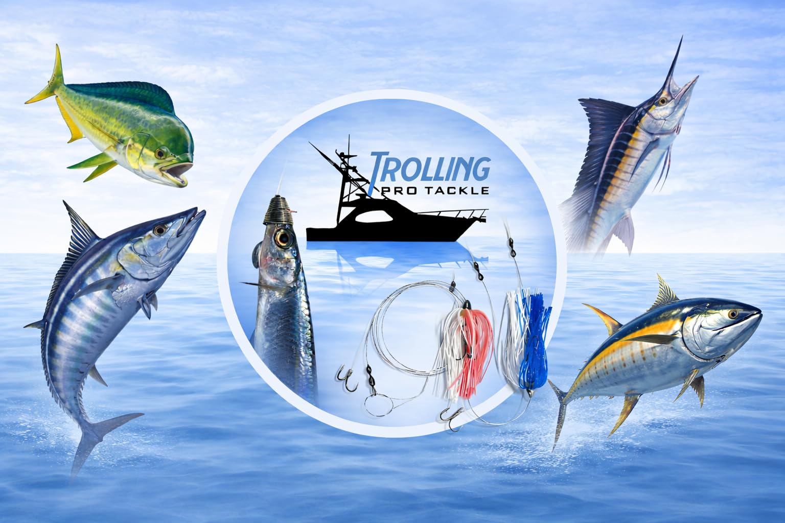 (6 pezzi) Saltwater Squid Trolling Lure Making & Accessory kit. Tuna Wahoo Dolphin Mahi Esche da pesca. Crea il tuo personalizzato King Sackerel rig, Trolling Daisy Chains, Ballyhoo Rigs, Teasers e