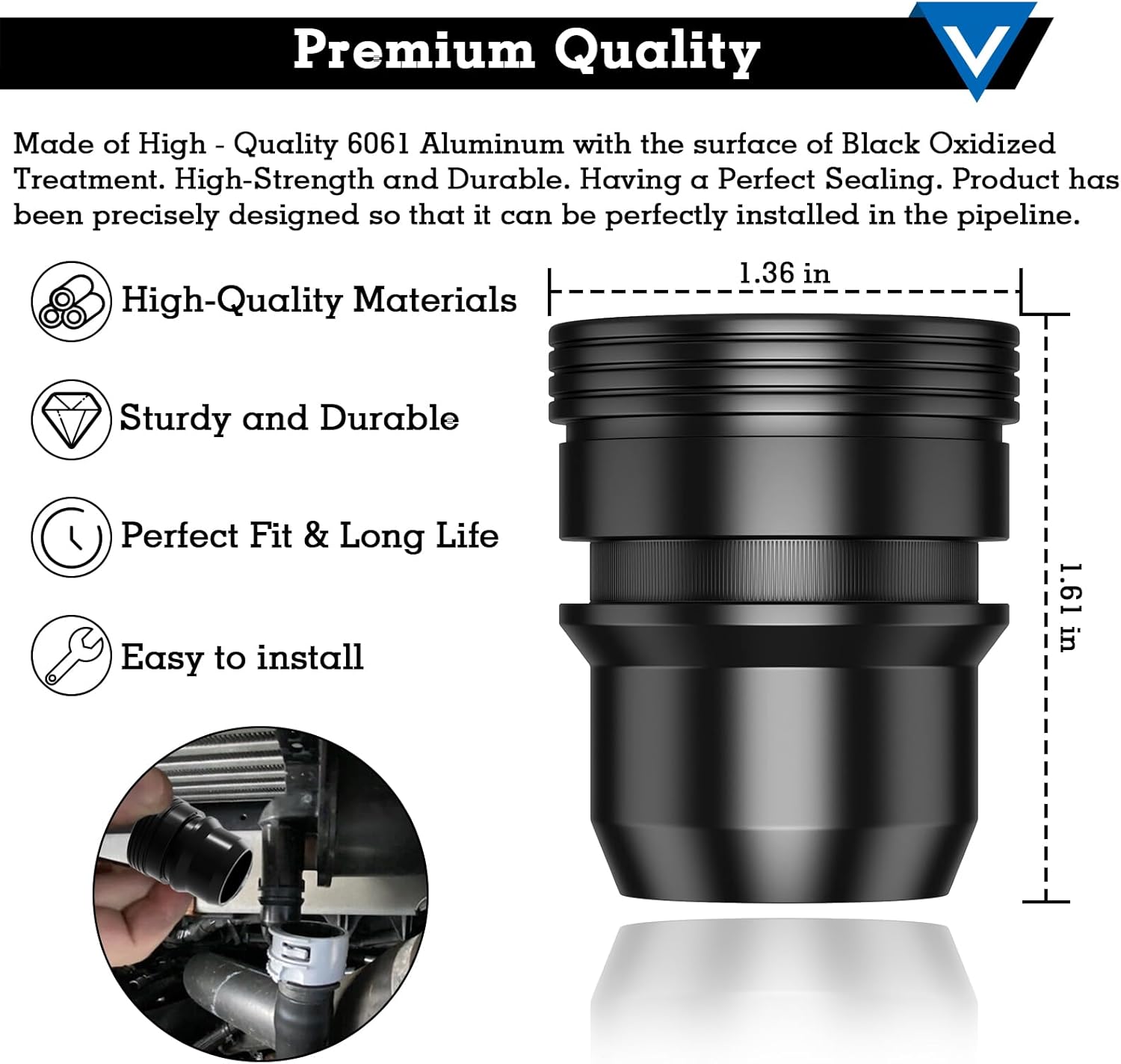 Black F150 Blow Off Valve Mod - Vent to Atmosphere (VTA) Mod Plug, Metal Rust-proof High Temperature, Quick Conversion Replacement, Compatible with 2013-2023 Ford F150 EcoBoost/Raptor 2.7L 3.5L