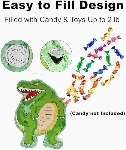 Miniatura 2 de Piñata de dinosaurio para fiesta de cumpleaños de niños, suministros de fiesta de cumpleaños para niños, fiesta temática de dinosaurios, 12 x 16 x 3