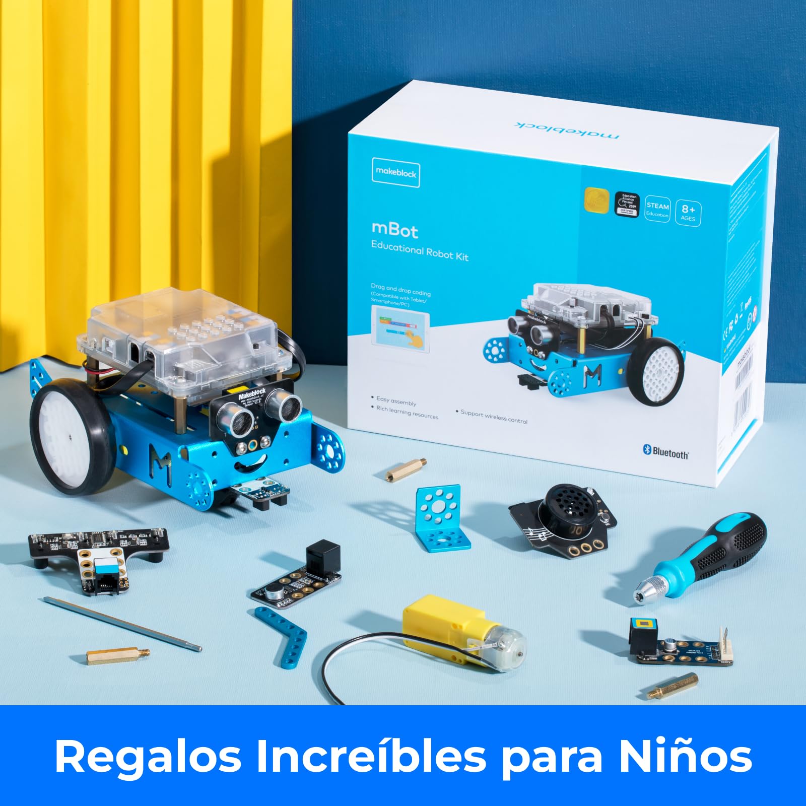 Makeblock mBot Robot Programable con Dongle, Juguete Stem Compatible con Scratch y Arduino, Inteligente EMO, Kit Robotica Interactivo para niños 6 a 12 años