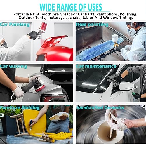 Miniatura 8 de Cabina de pintura inflable, cabina de pulverización inflable de 26 x 13 x 10 pies con soplador de 950 W y sistema de filtro de aire, tienda de