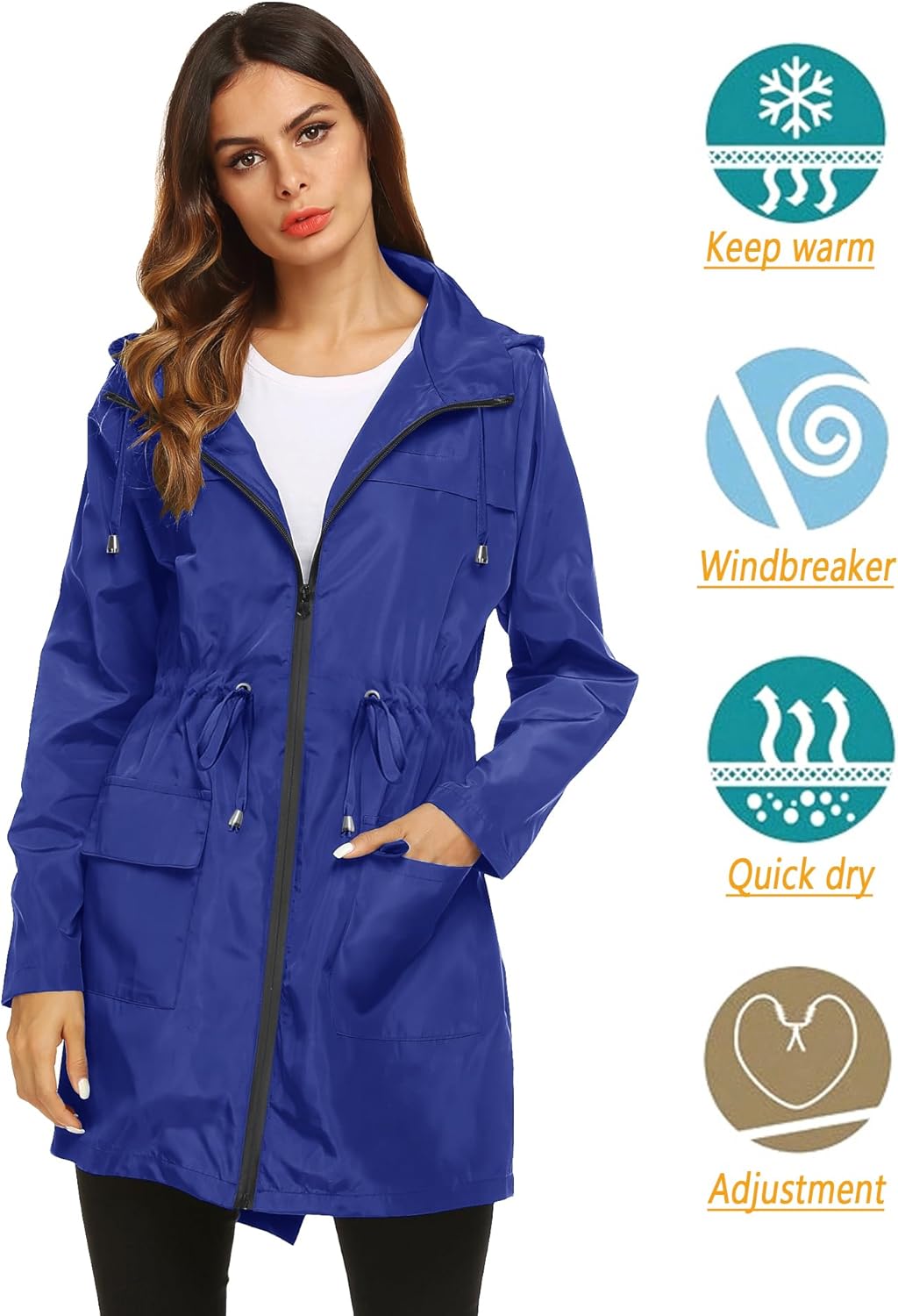 Lomon Women Waterproof Lightweight Rain Jacket Active Outdoor Hooded Raincoat