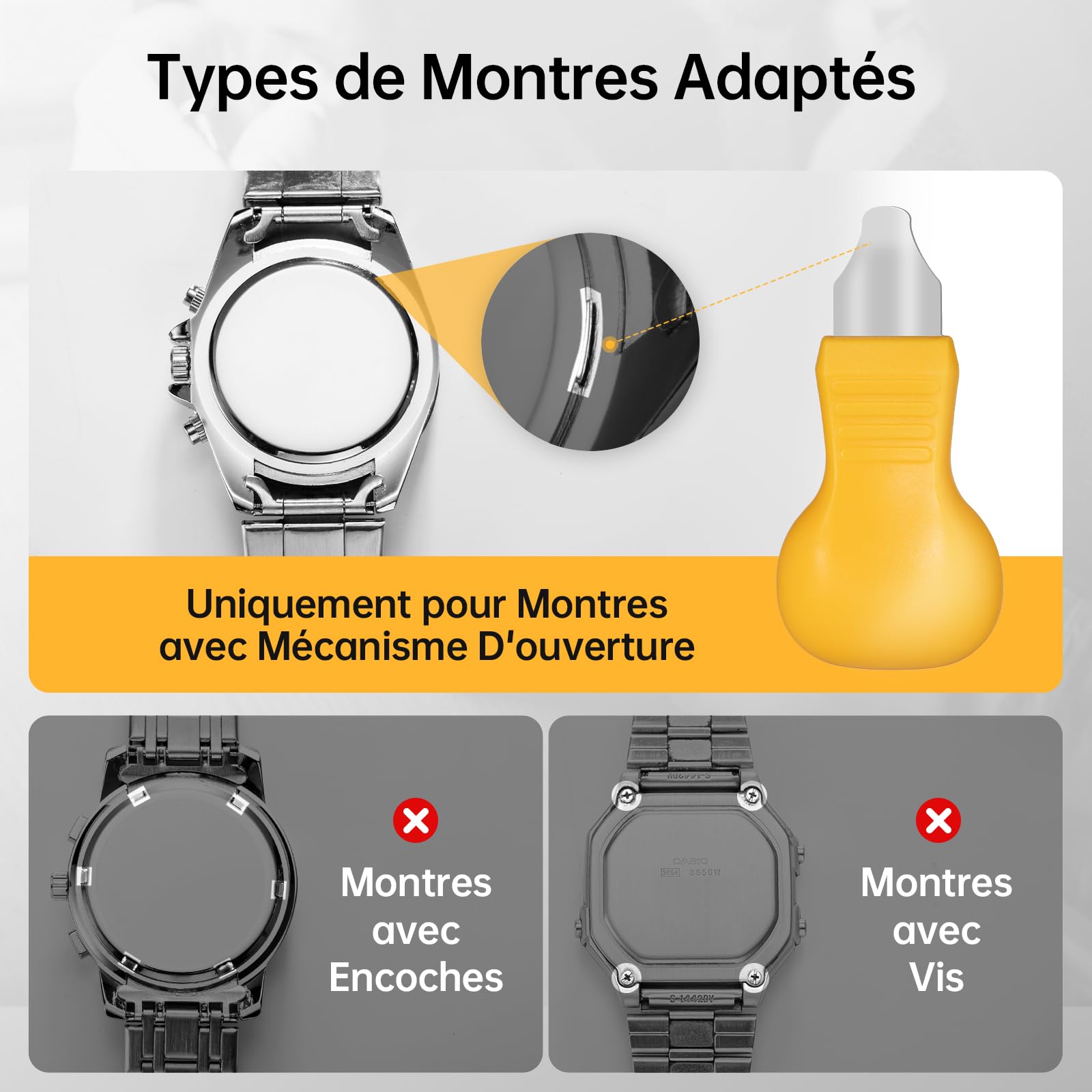 Eventronic Presse de Boîtier Montre, Outil Montre Pour Fermeture La Table Arrière De Montre 12 Tailles de Moules