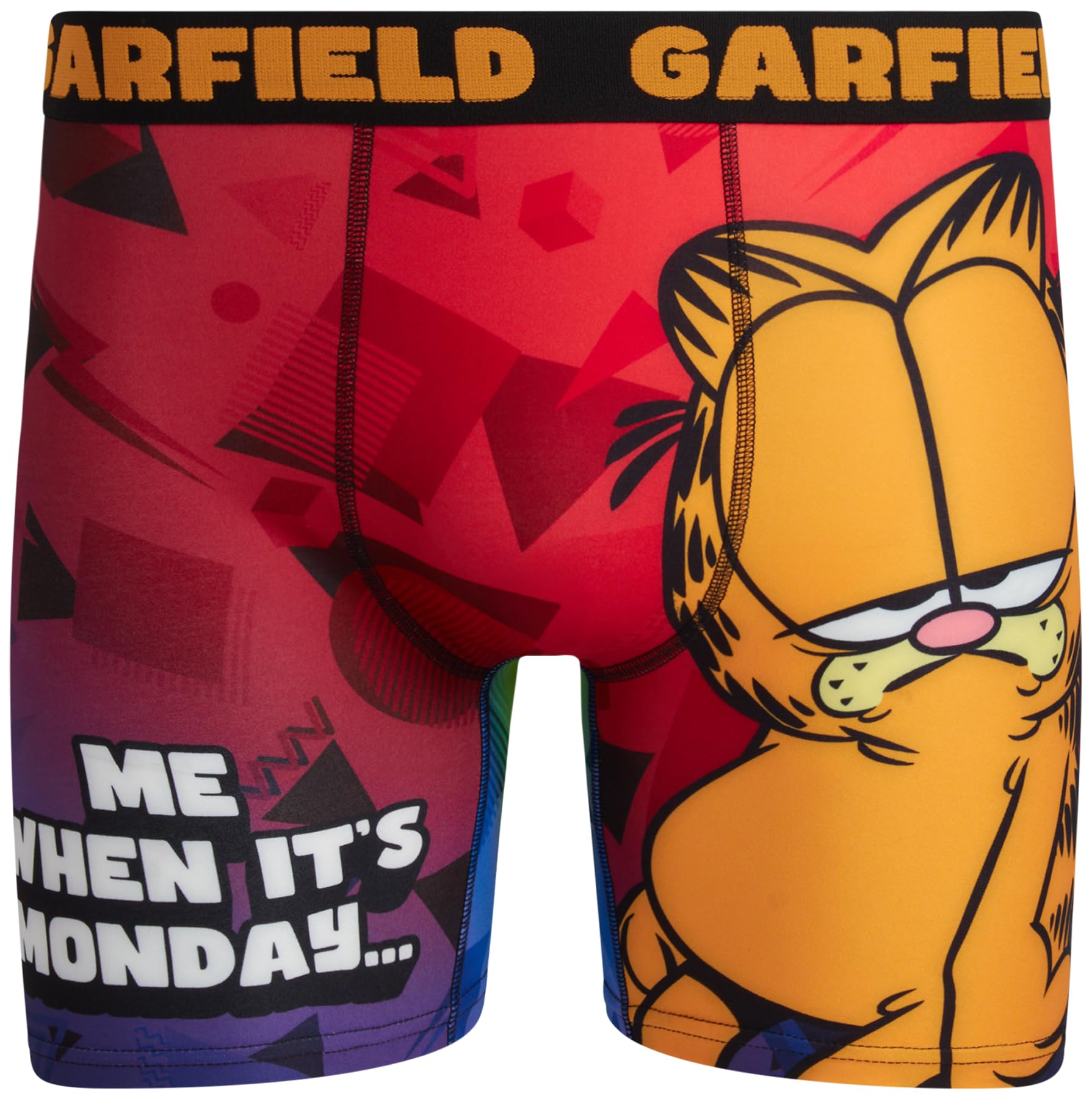 COCO BRANDS Garfield Men's Boxer Briefs - No Fly, Anti-Chafing Stitching, Comfort Shaped/Cotton Lined Crotch, Garfield Mon Fri Orange, M