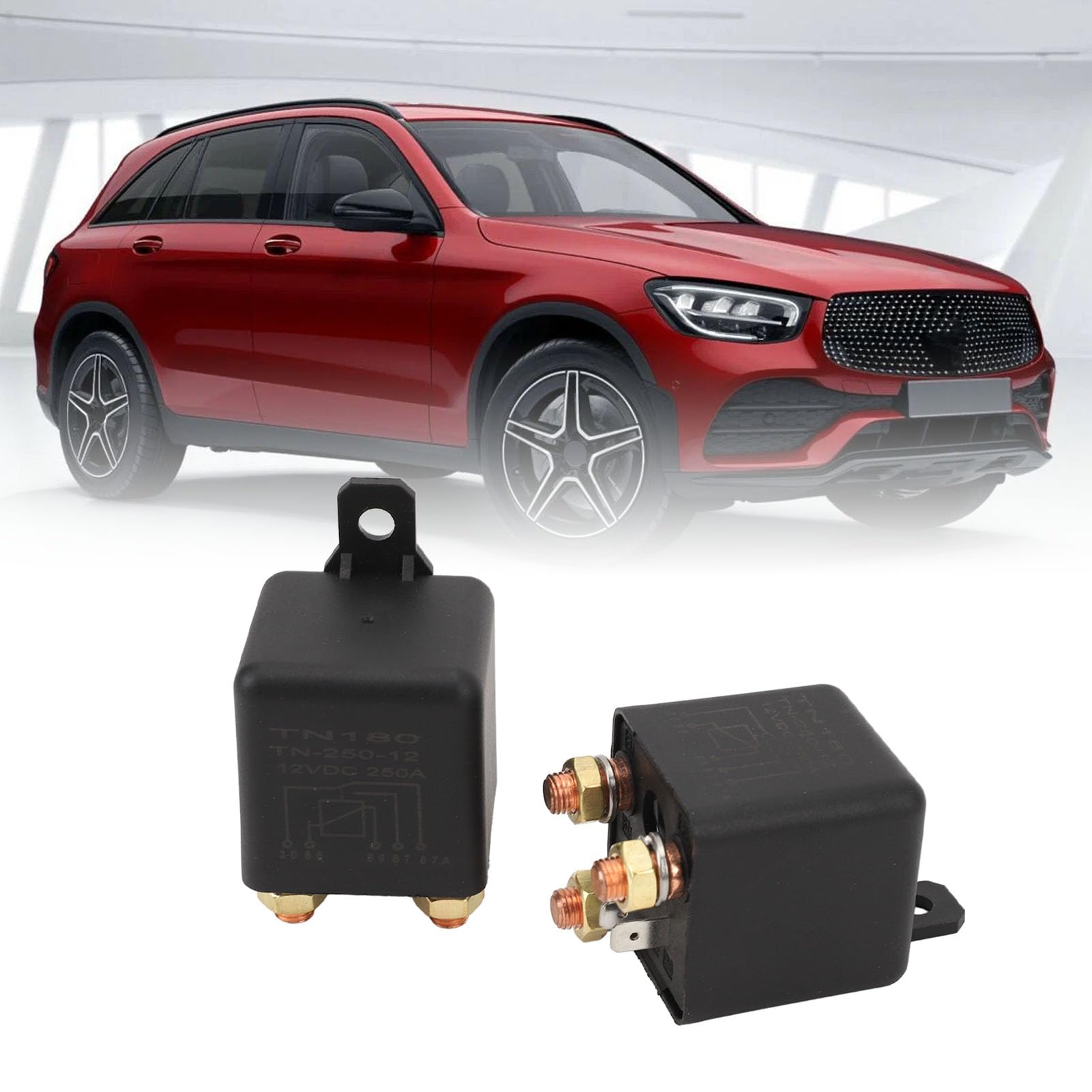 2 Interruptores de relé Divididos de 250 A, 12 V/24 V, para de Batería Dual Marina de Coche, RV, relé de Control de Encendido/apagado de Alta Corriente de 5 Pines con Enchufe de Enclavamiento