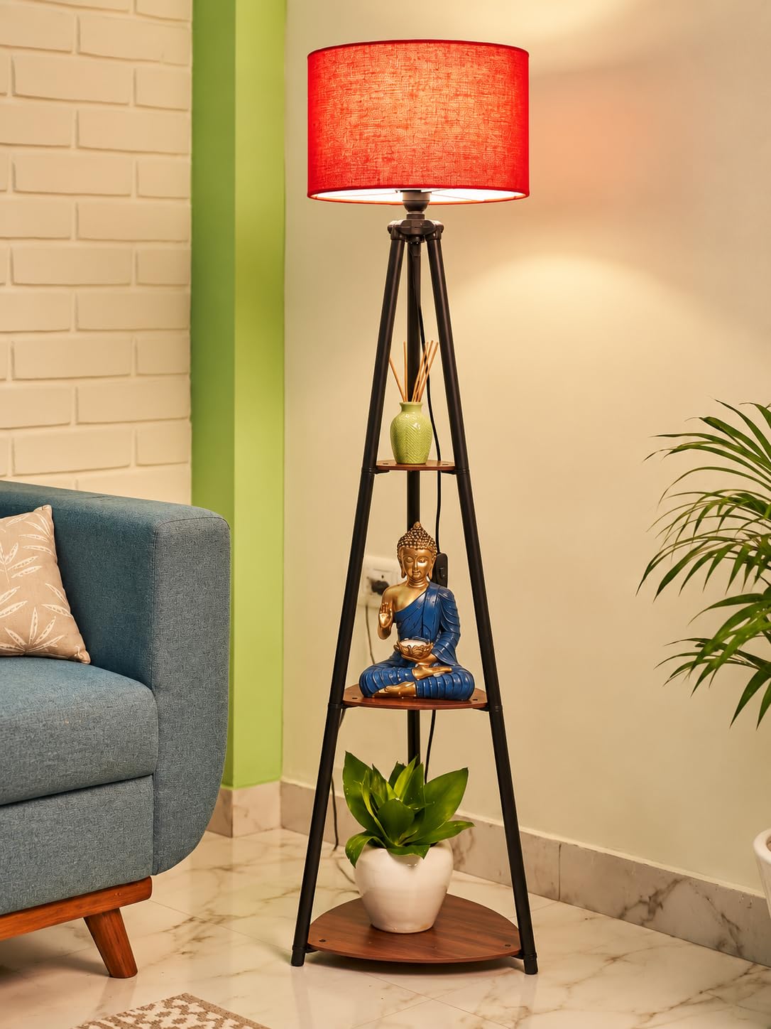 Crosscut LED Tripod Floor Lamp - 3 Shelves, White -7 Crosscut LED Tripod Floor Lamp - 3 Shelves, White -7