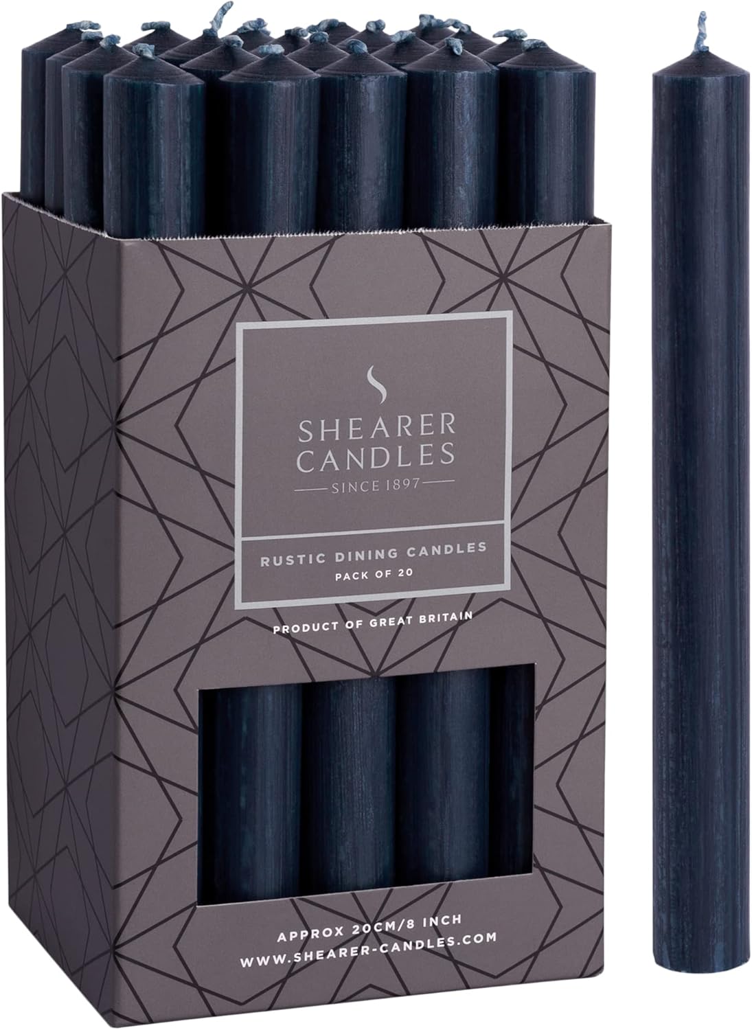 Shearer Candles Navy Dinner Candles 8 inch Unscented