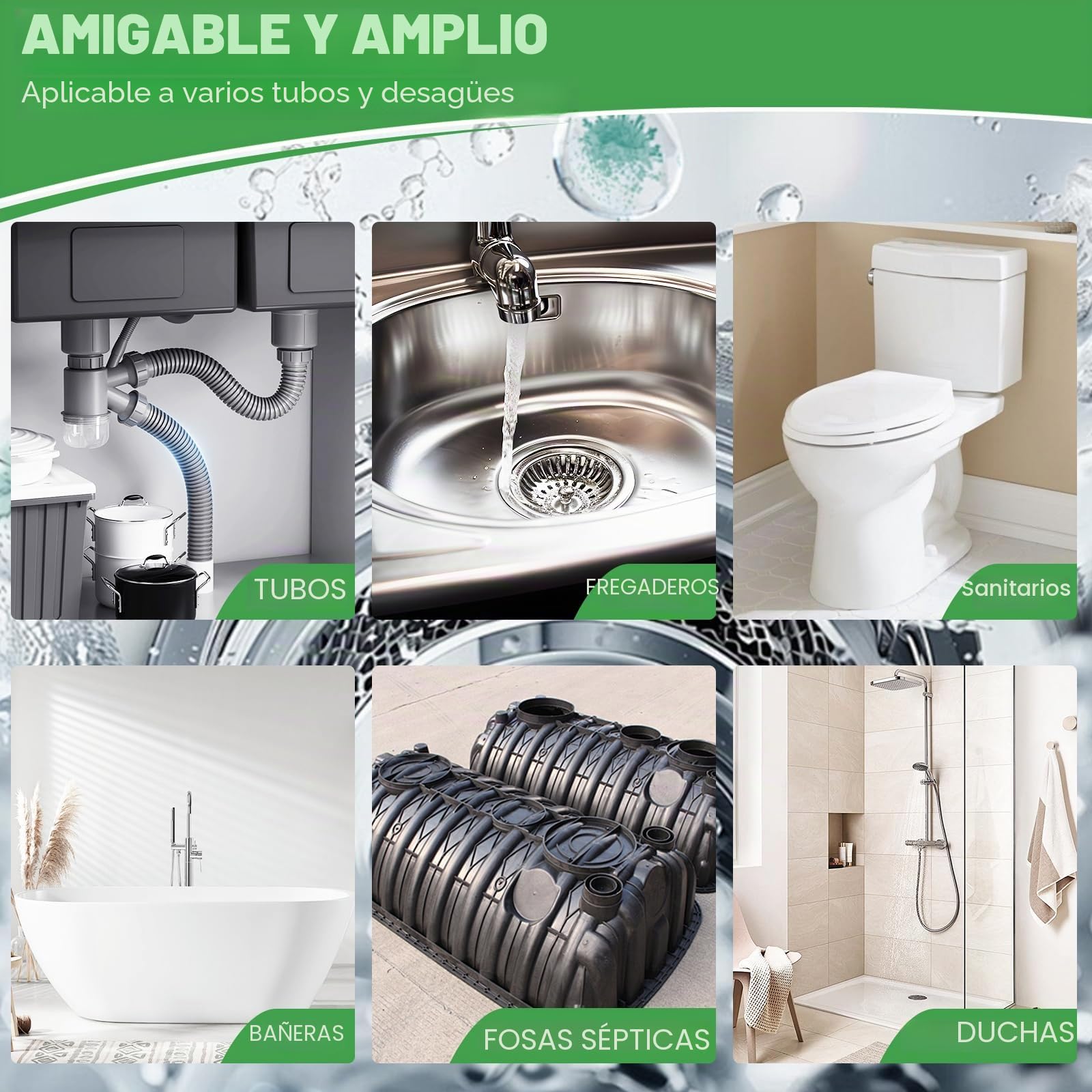 Paquete de 18 removedores de obstrucciones de drenaje, limpiador de drenaje resistente para cabello y grasa, potente desatascador de fregadero y ducha, fórmula segura para tuberías para un uso fácil